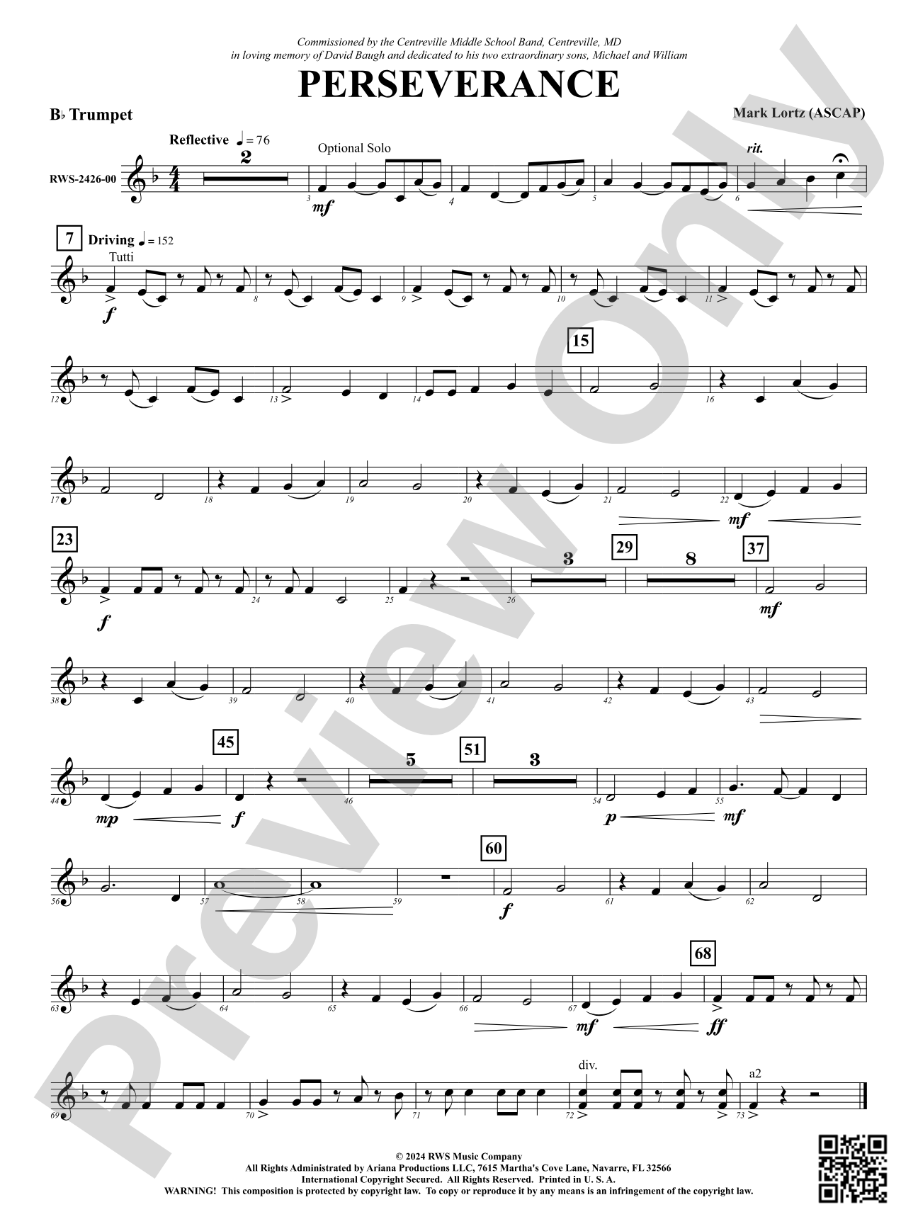 Perseverance: 1st B-flat Trumpet