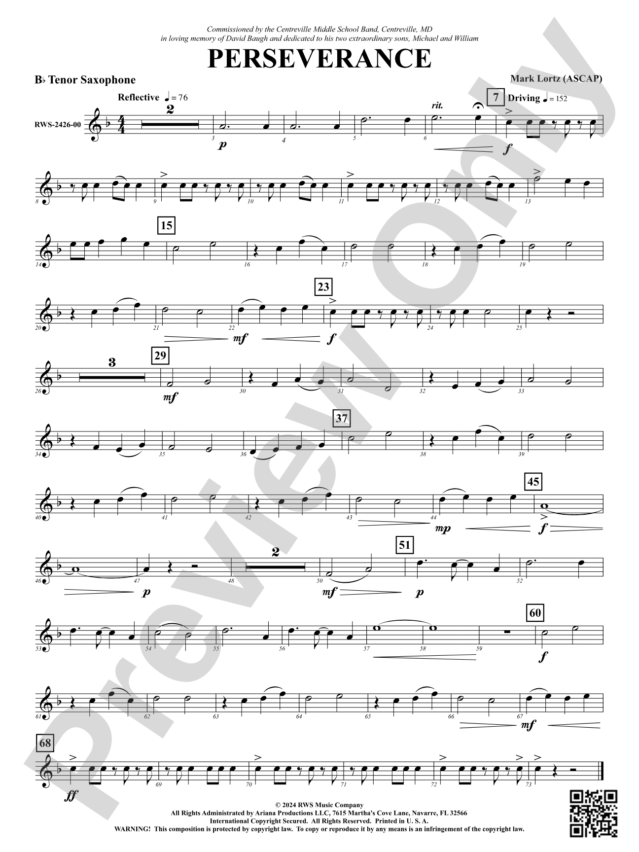Perseverance: B-flat Tenor Saxophone