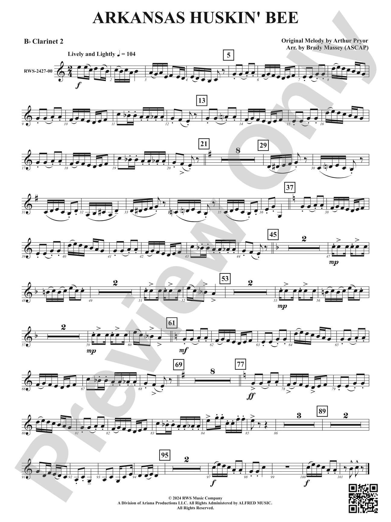 Arkansas Huskin' Bee: 2nd B-flat Clarinet