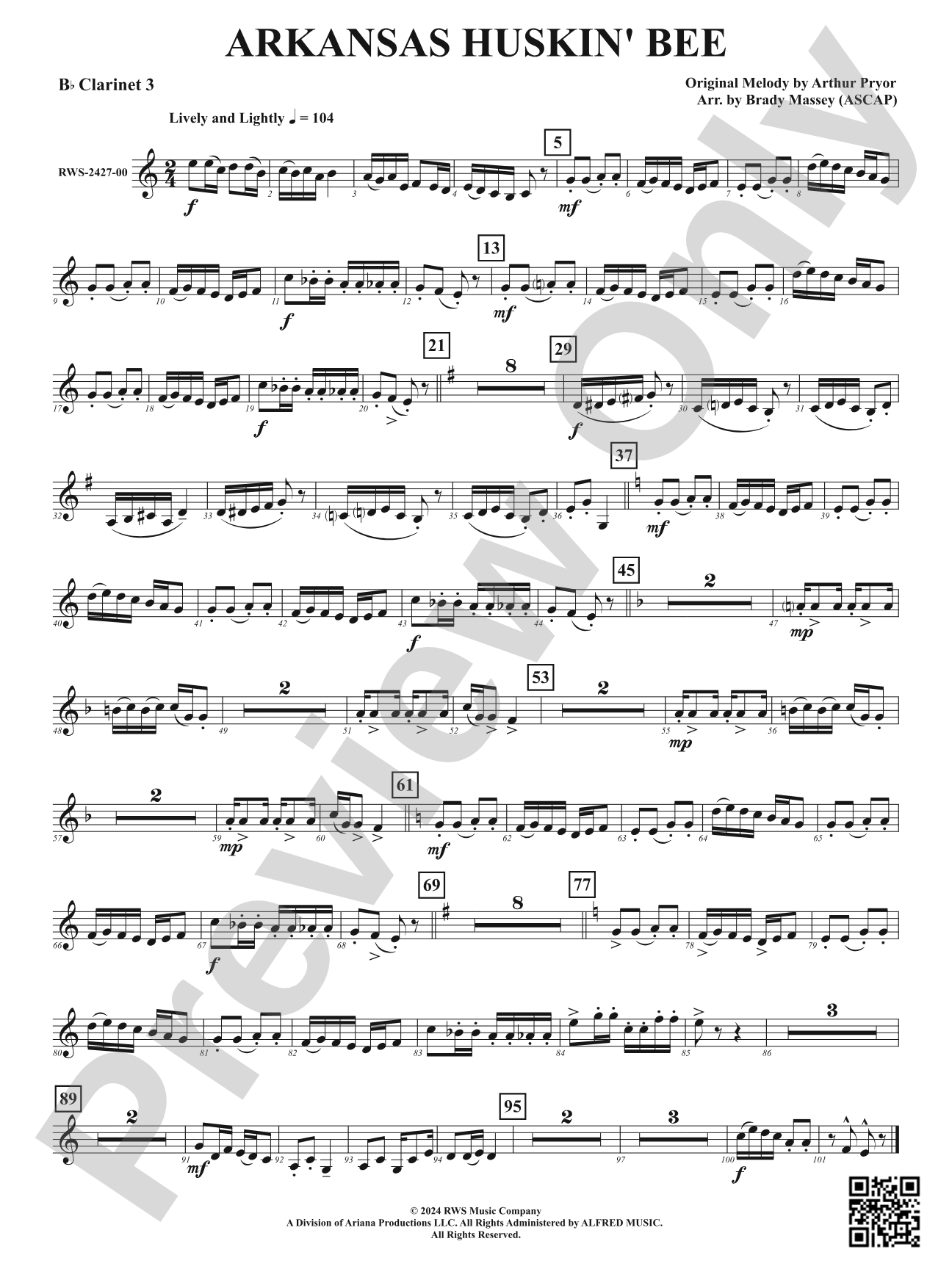 Arkansas Huskin' Bee: 3rd B-flat Clarinet