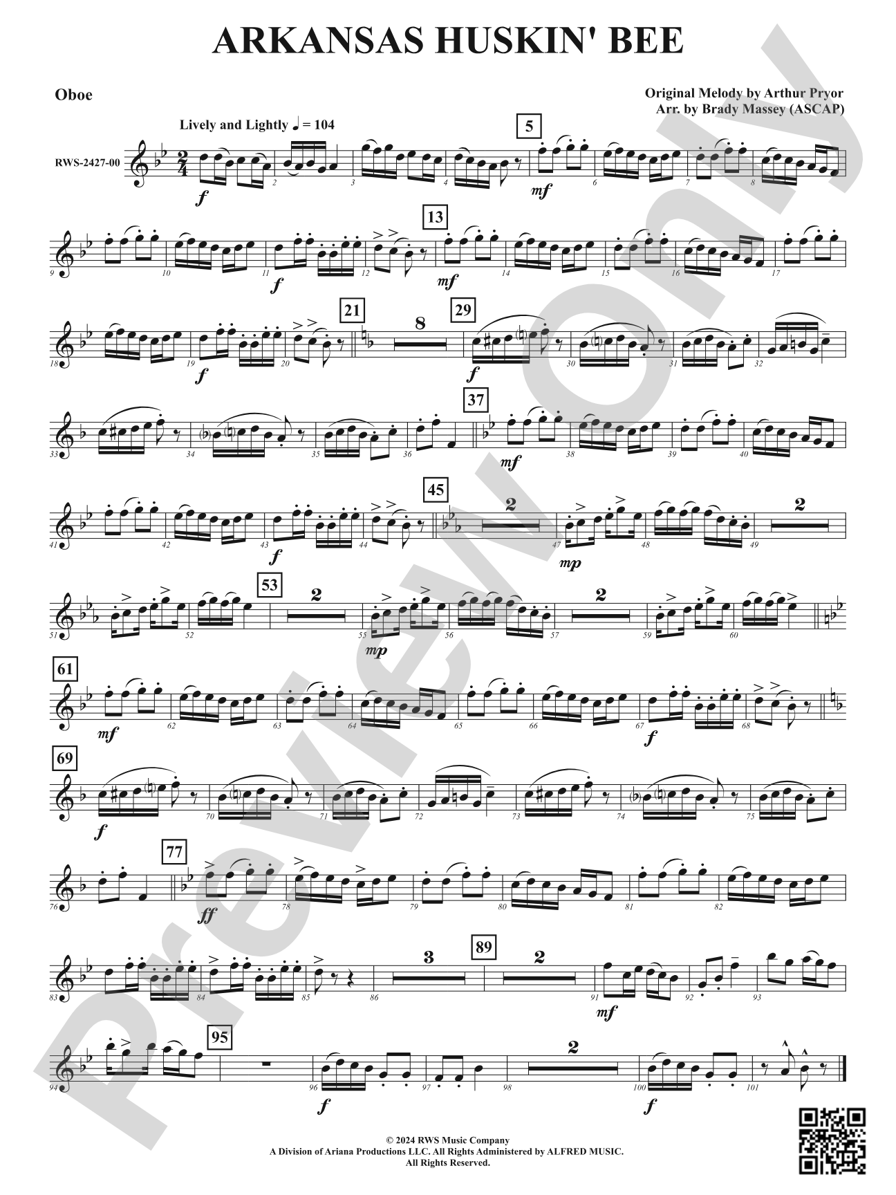 Arkansas Huskin' Bee: Oboe