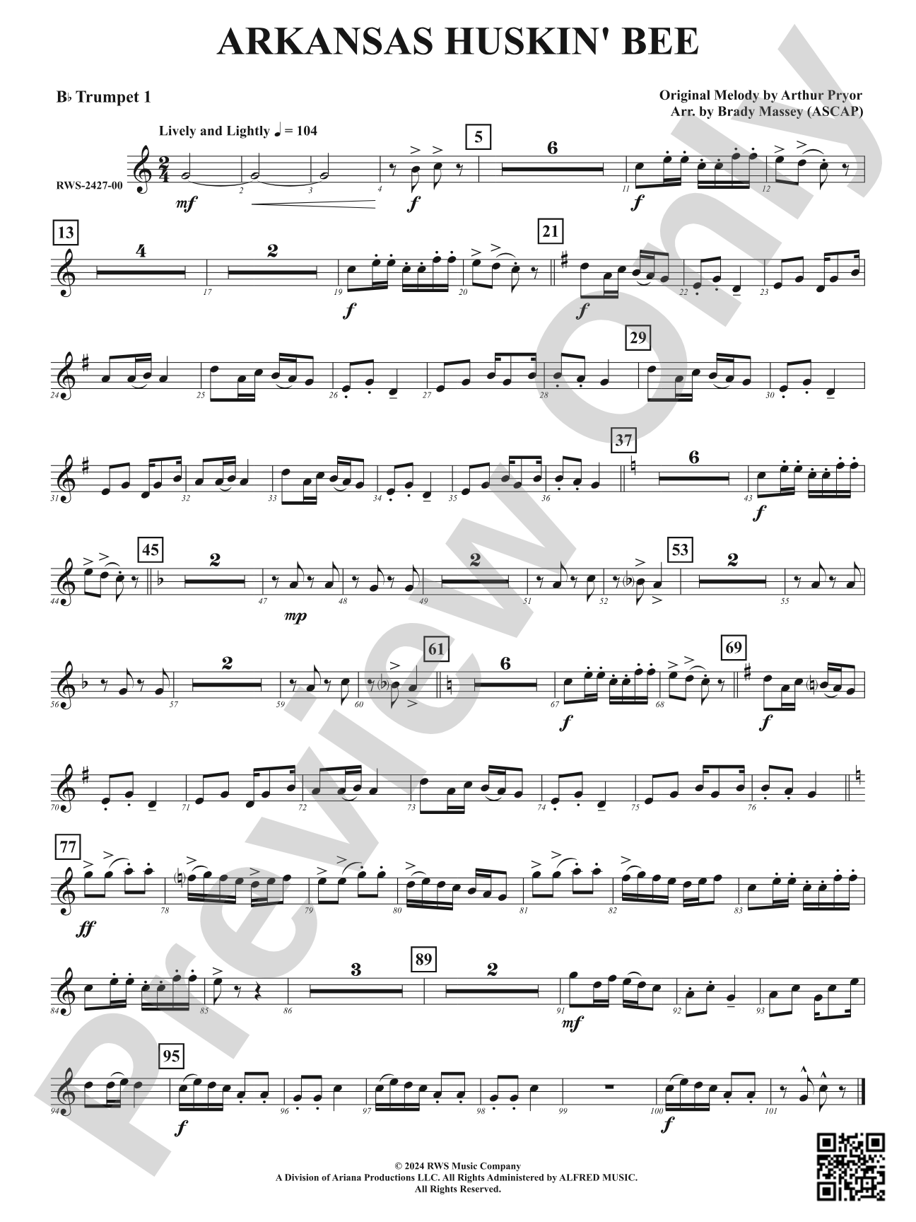 Arkansas Huskin' Bee: 1st B-flat Trumpet