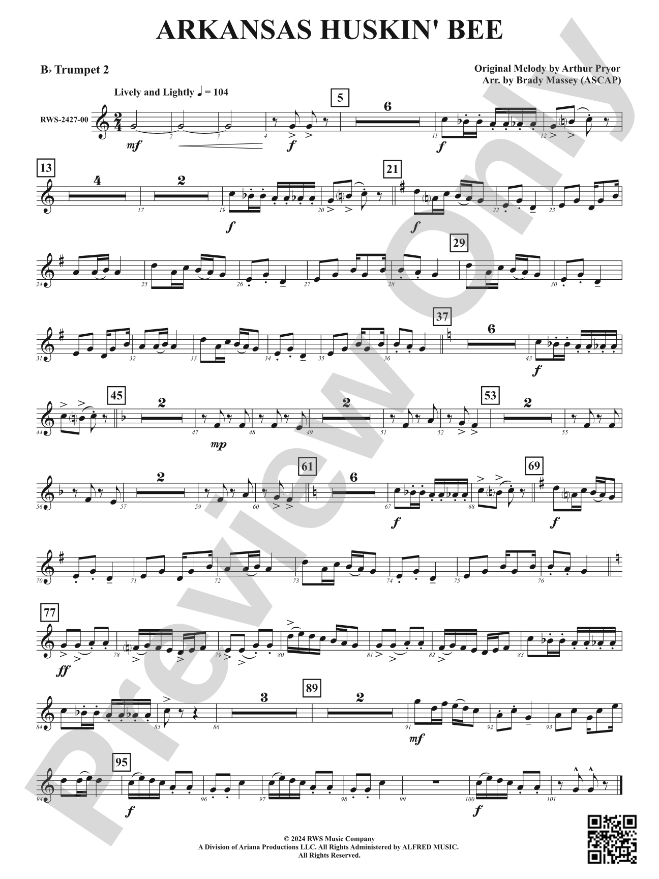 Arkansas Huskin' Bee: 2nd B-flat Trumpet