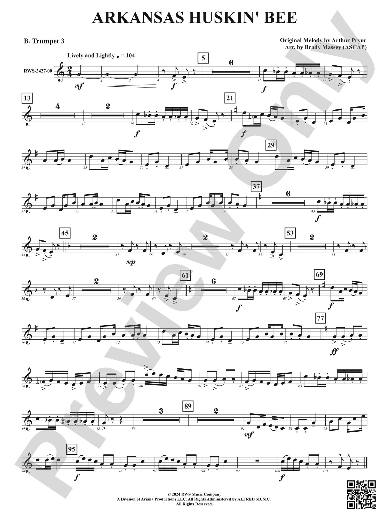 Arkansas Huskin' Bee: 3rd B-flat Trumpet