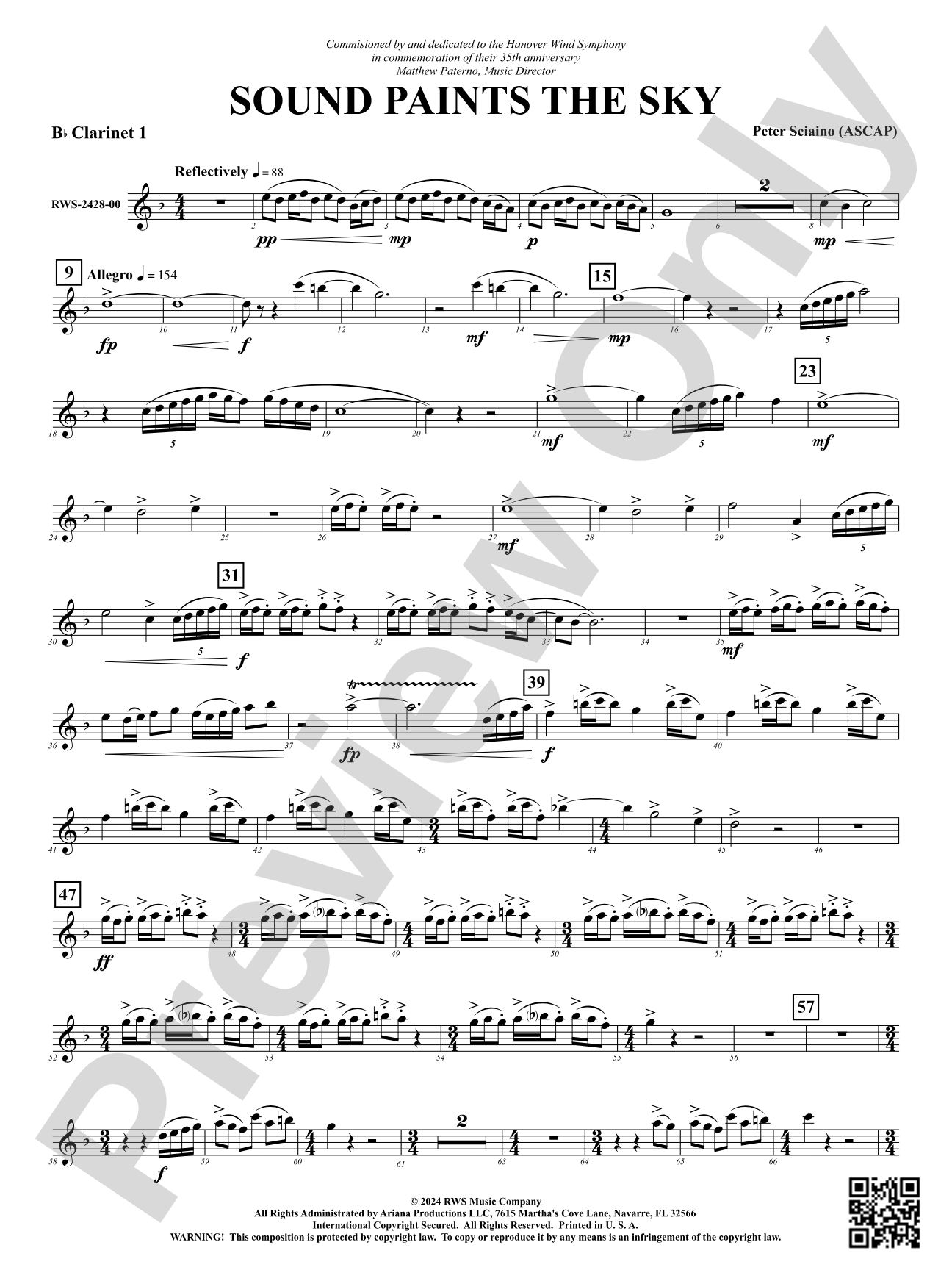 Sound Paints the Sky: 1st B-flat Clarinet