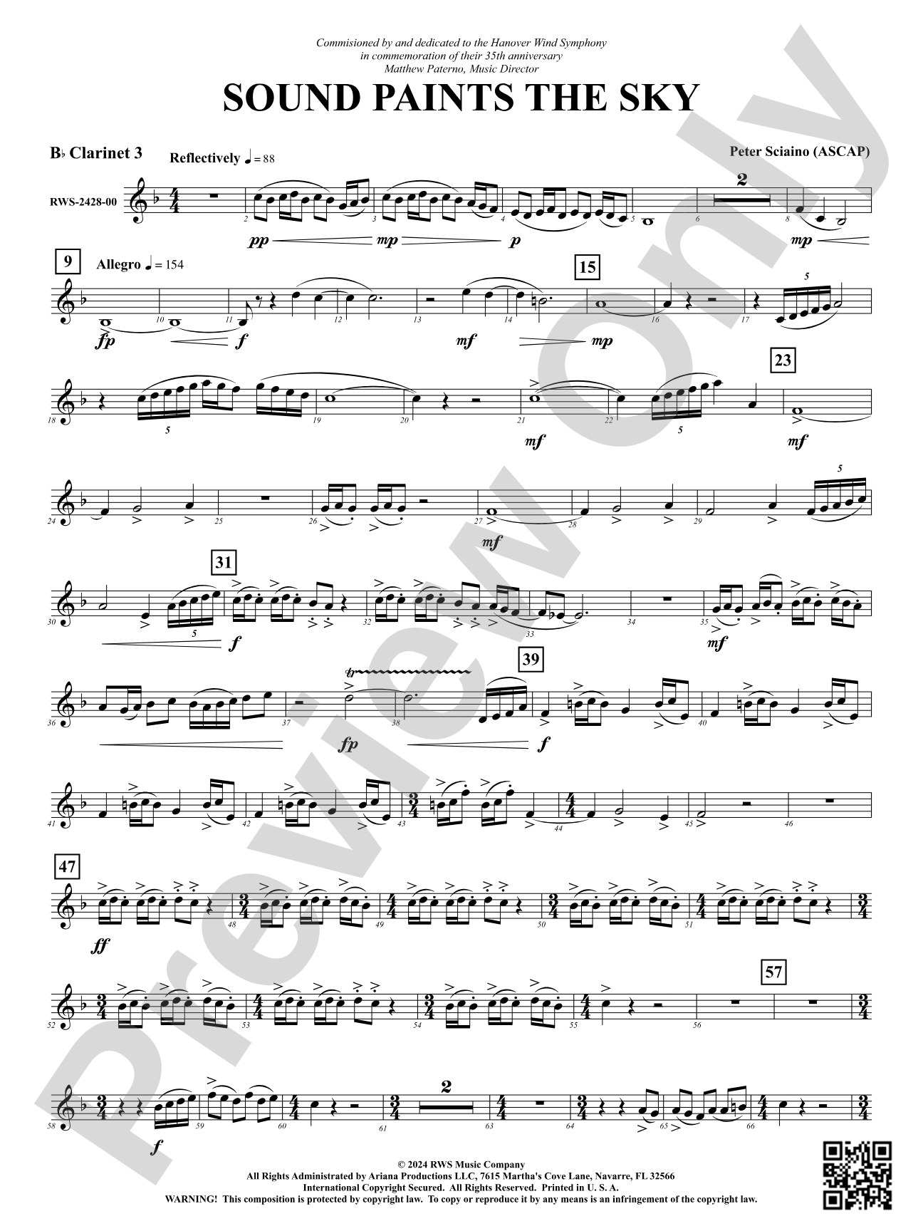 Sound Paints the Sky: 3rd B-flat Clarinet