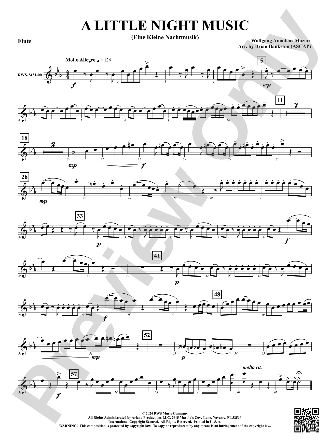 A Little Night Music - (Eine Kleine Nachtmusik): 1st Flute