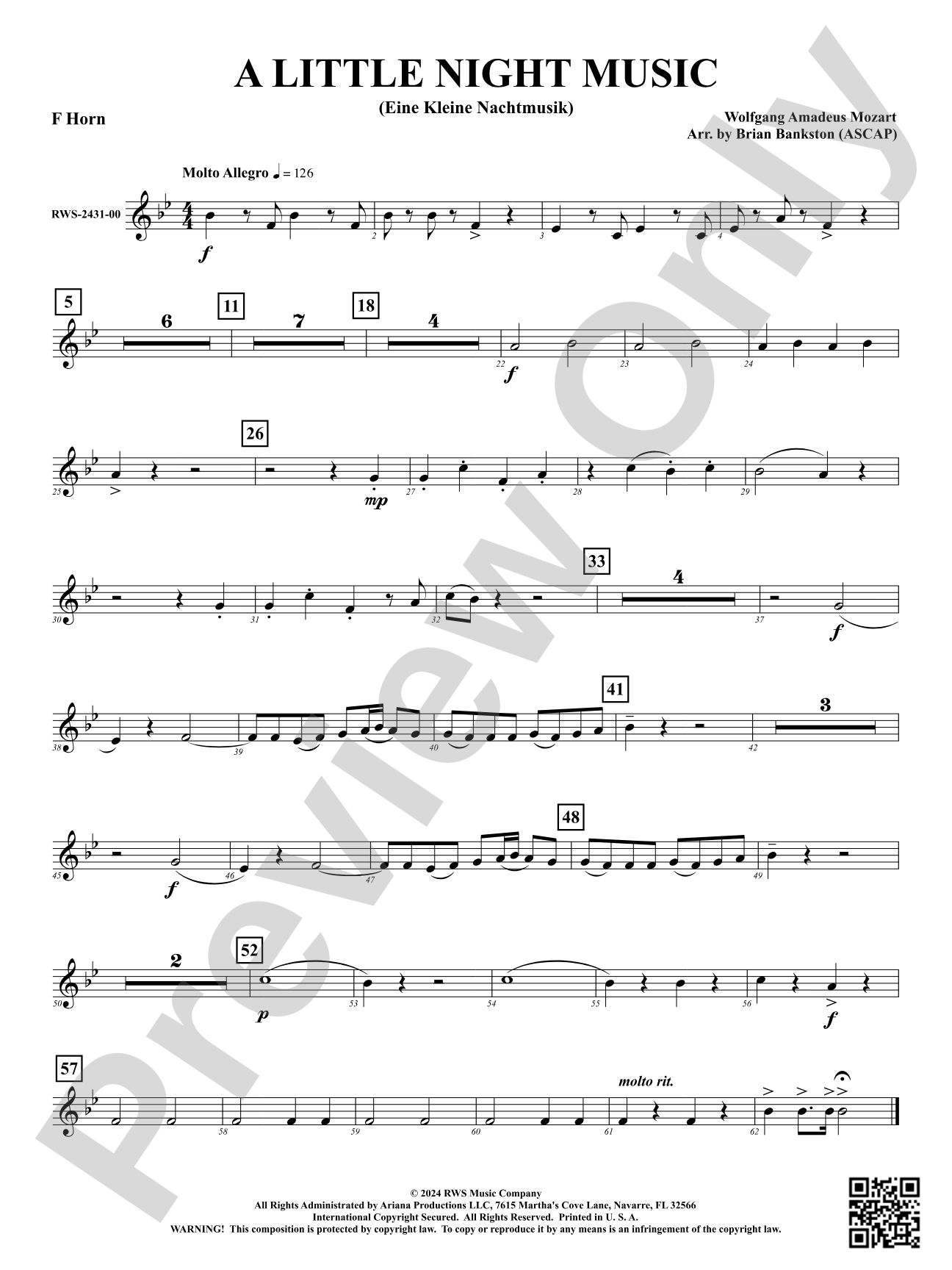 A Little Night Music - (Eine Kleine Nachtmusik): 1st F Horn