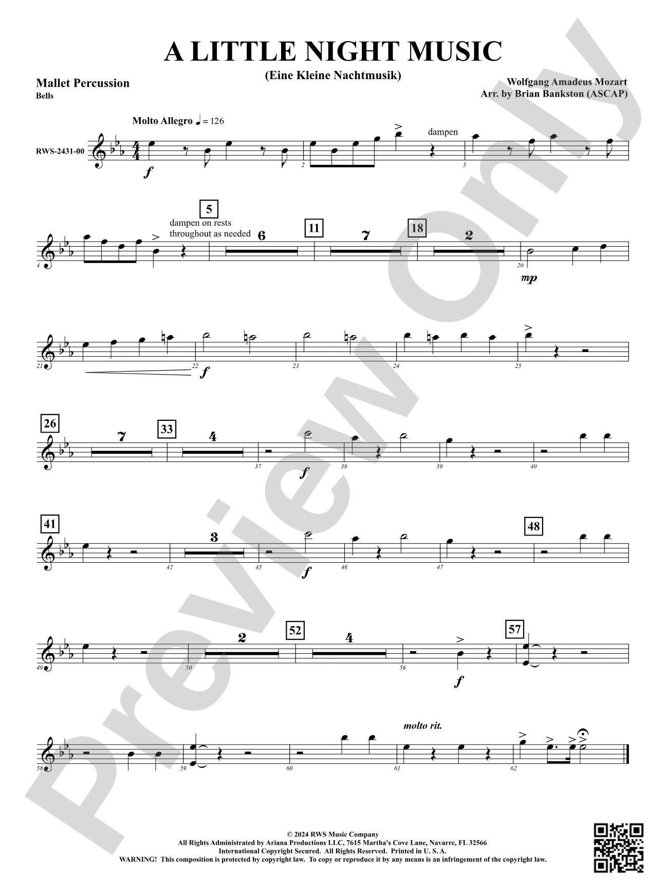 A Little Night Music - (Eine Kleine Nachtmusik): 1st Mallet Percussion