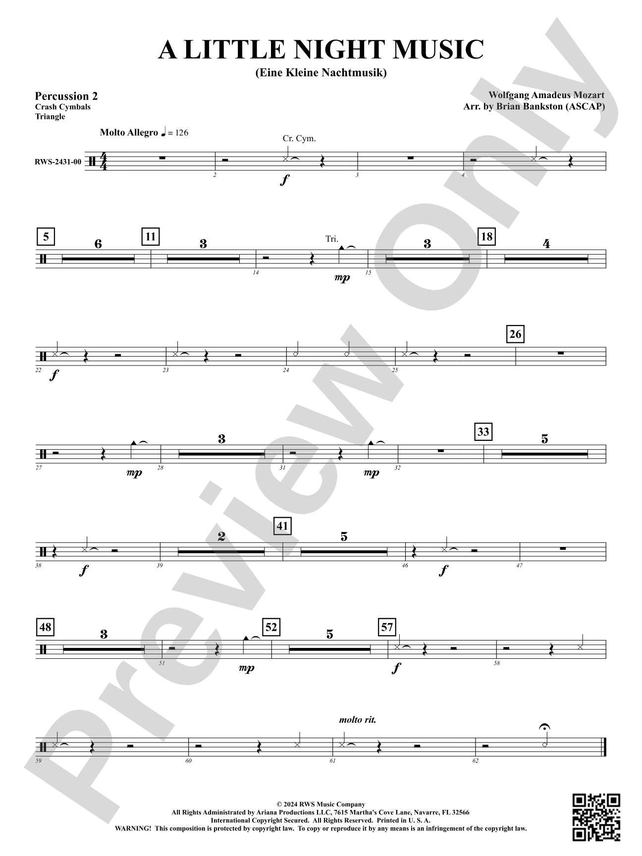 A Little Night Music - (Eine Kleine Nachtmusik): 2nd Percussion