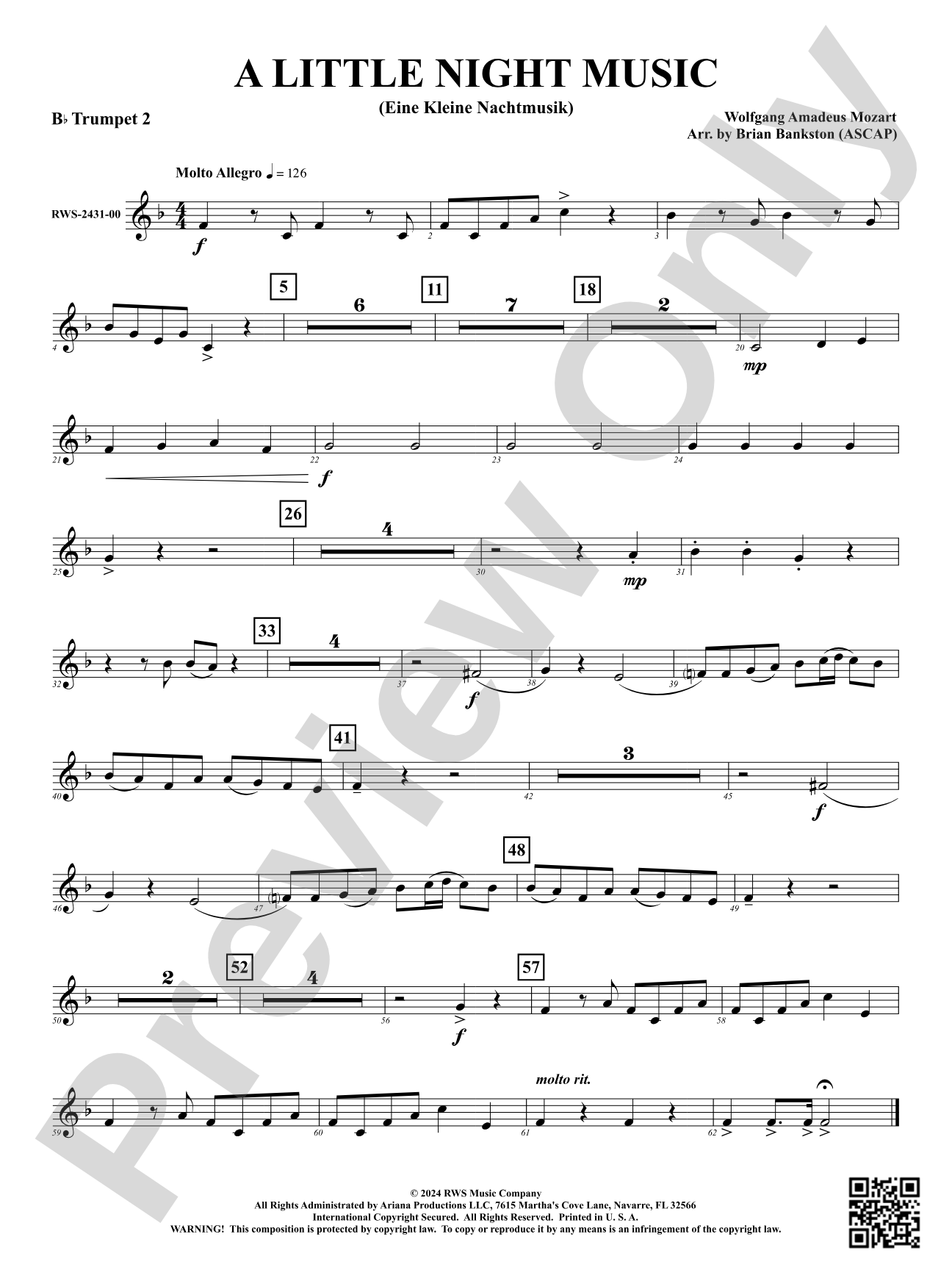 A Little Night Music - (Eine Kleine Nachtmusik): 2nd B-flat Trumpet