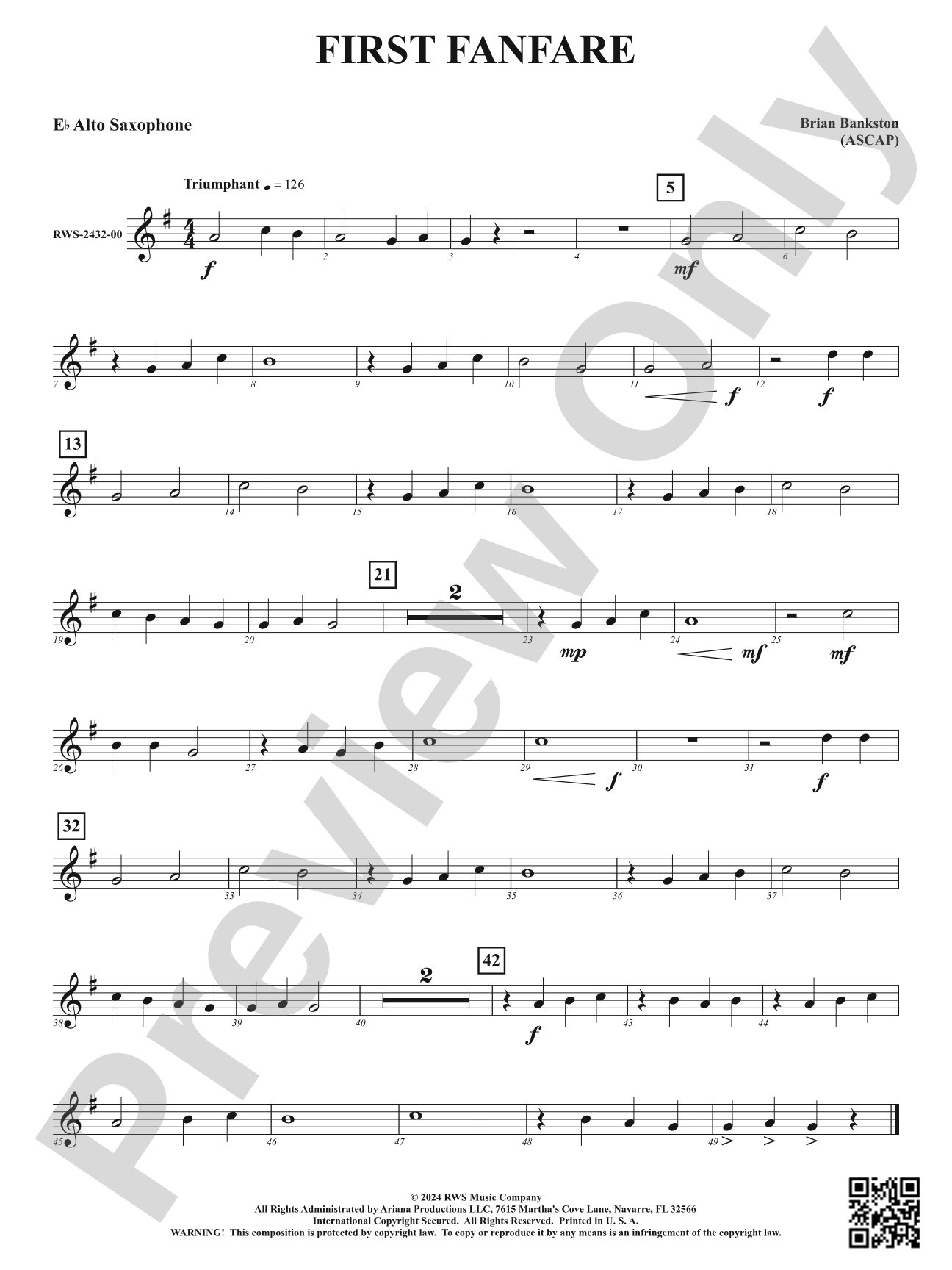 First Fanfare: 1st E-flat Alto Saxophone