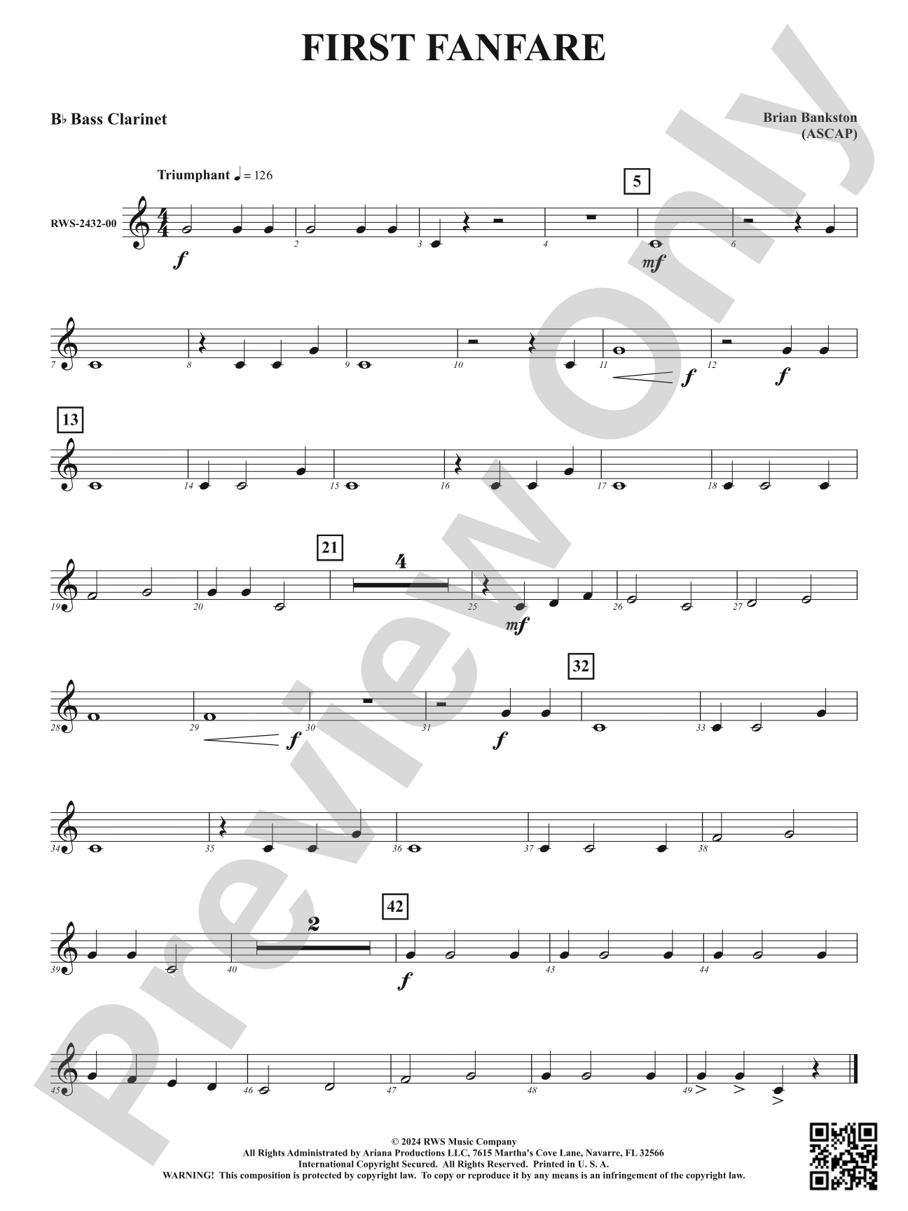 First Fanfare: B-flat Bass Clarinet