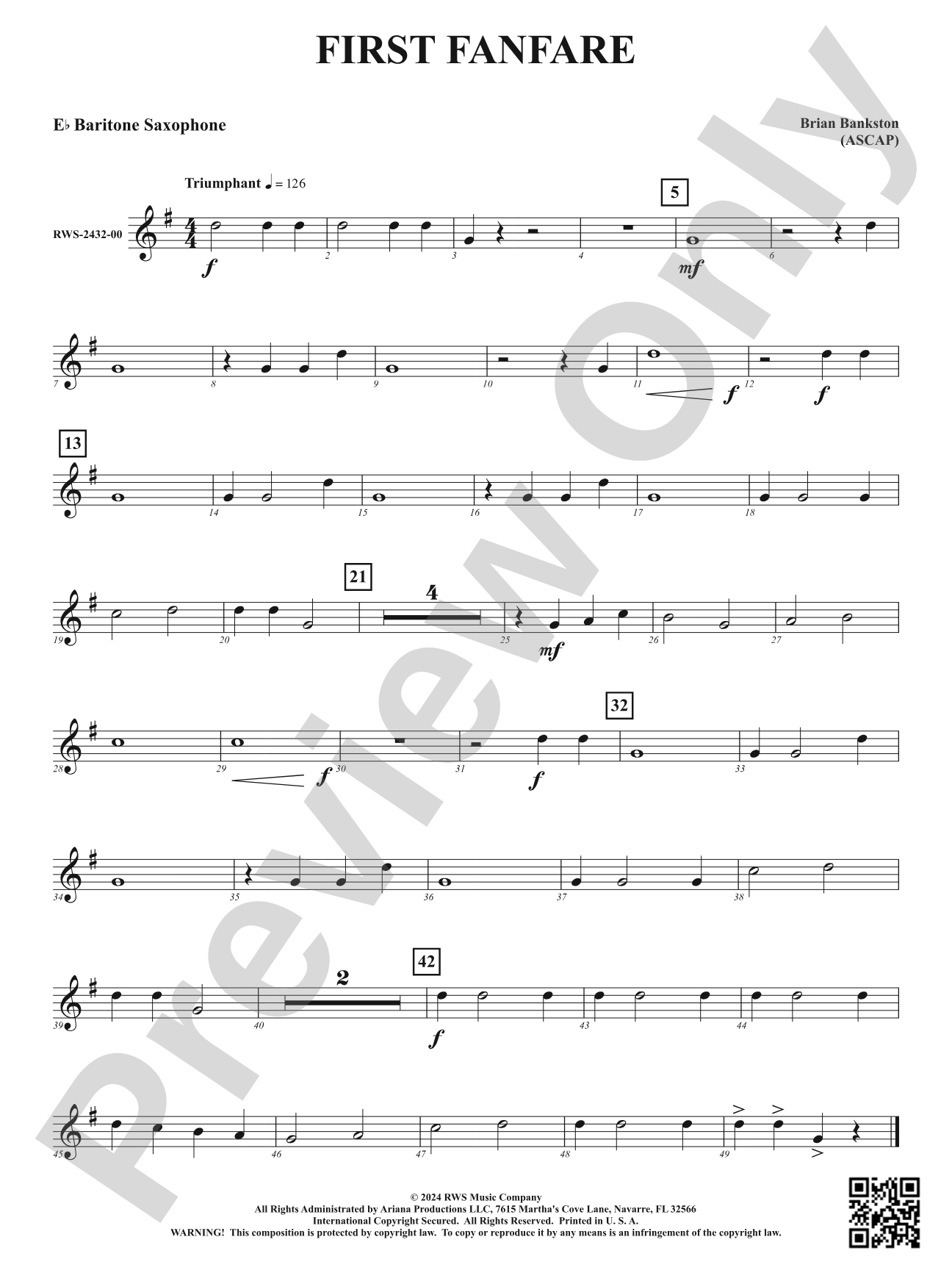 First Fanfare: E-flat Baritone Saxophone