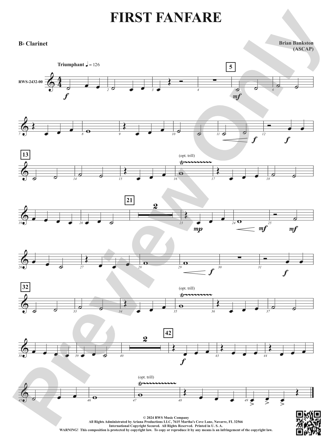 First Fanfare: 1st B-flat Clarinet