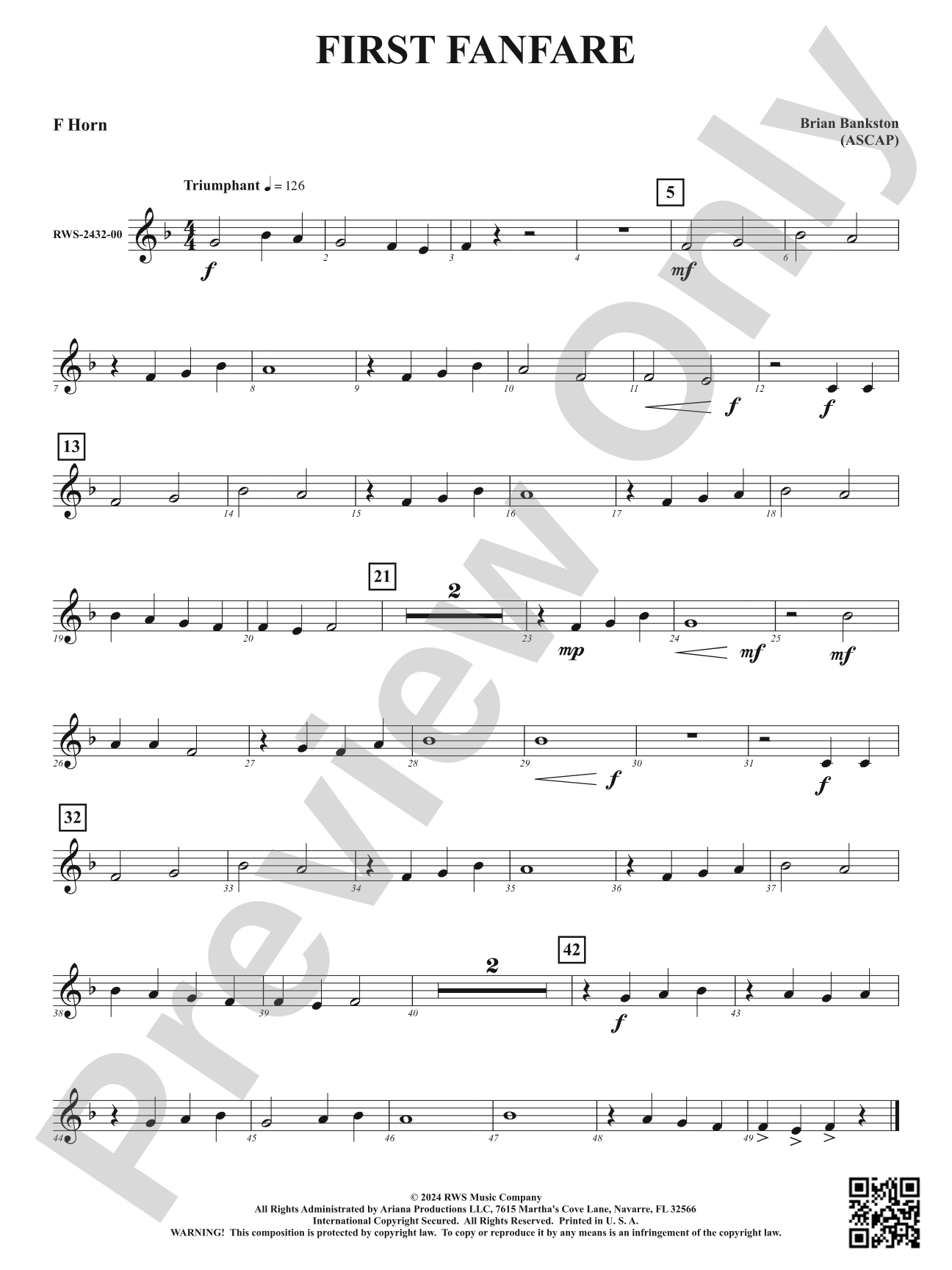 First Fanfare: 1st F Horn