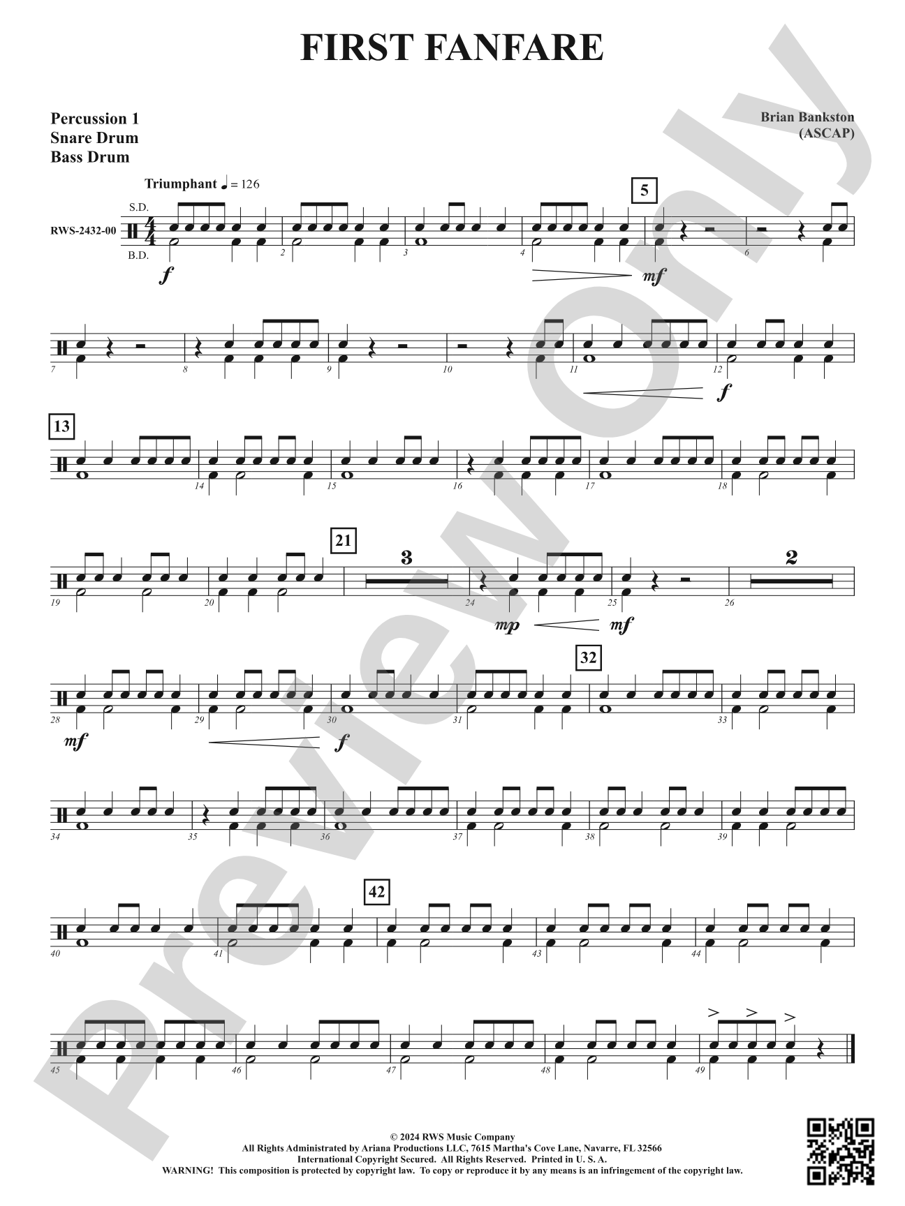First Fanfare: 1st Percussion