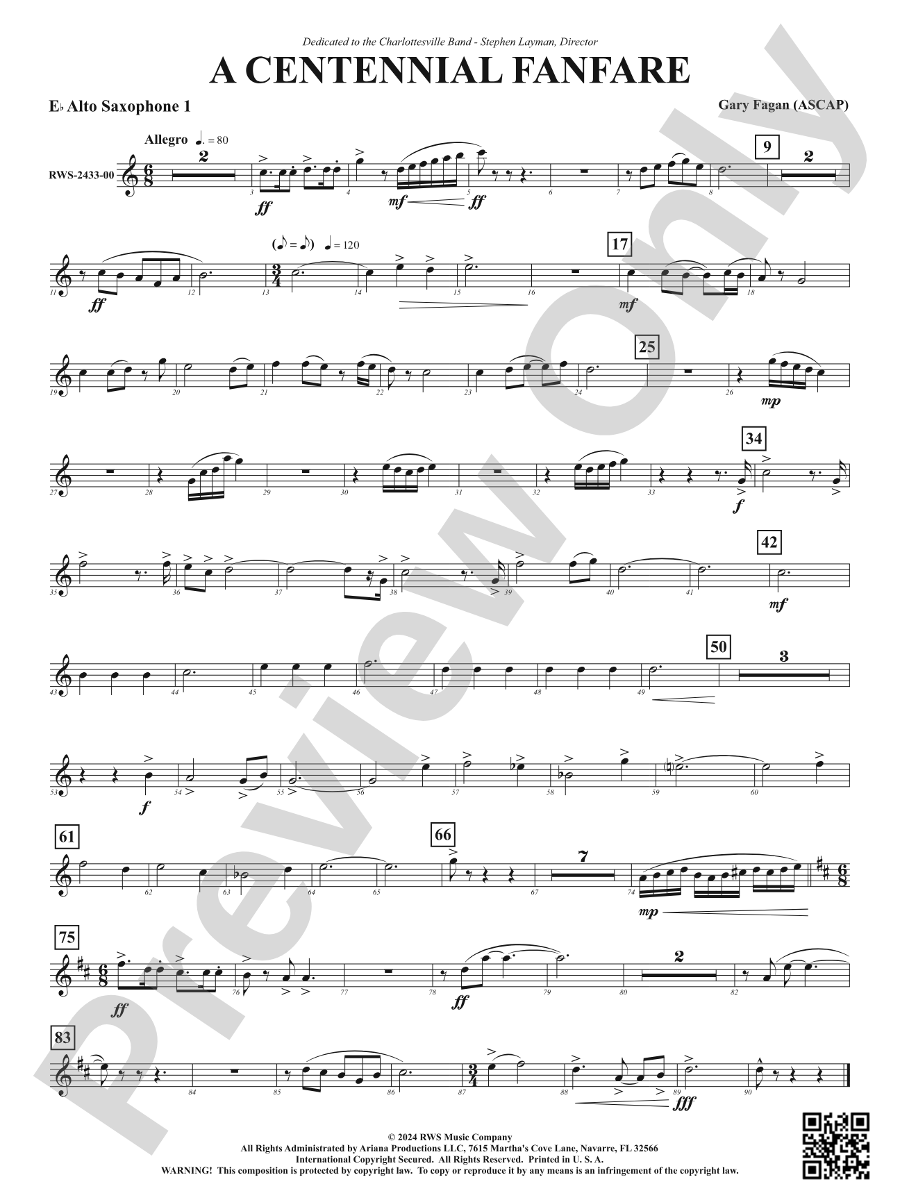 Centennial Fanfare: 1st E-flat Alto Saxophone