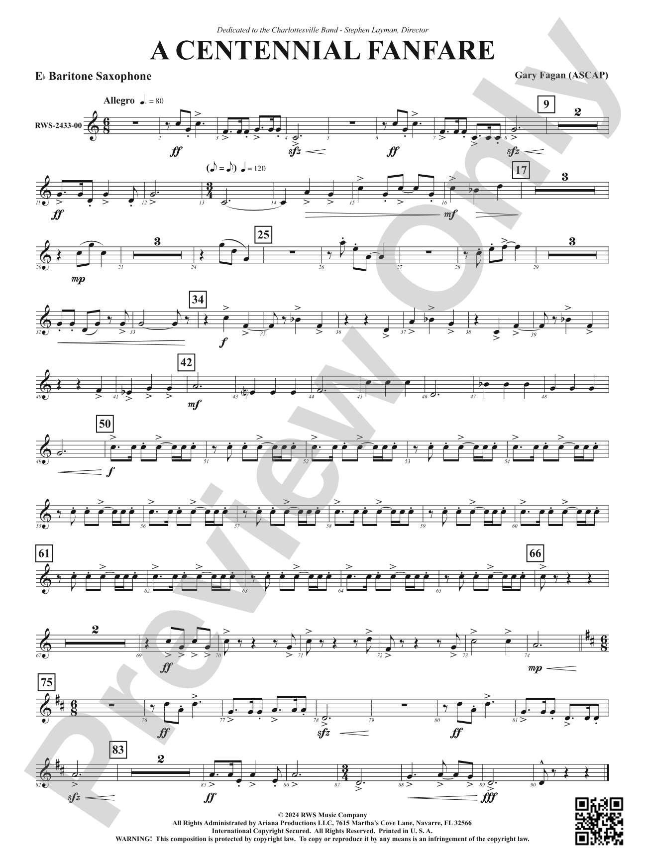 Centennial Fanfare: E-flat Baritone Saxophone