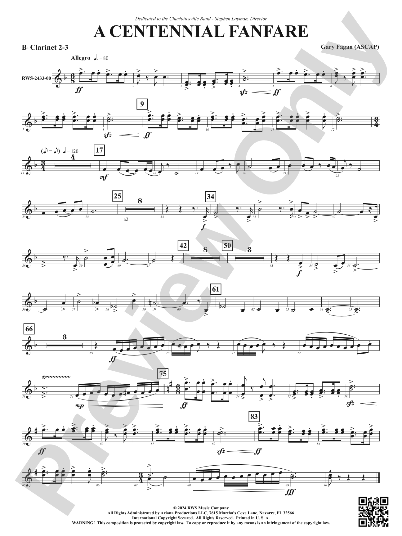 Centennial Fanfare: 2nd & 3rd B-flat Clarinets