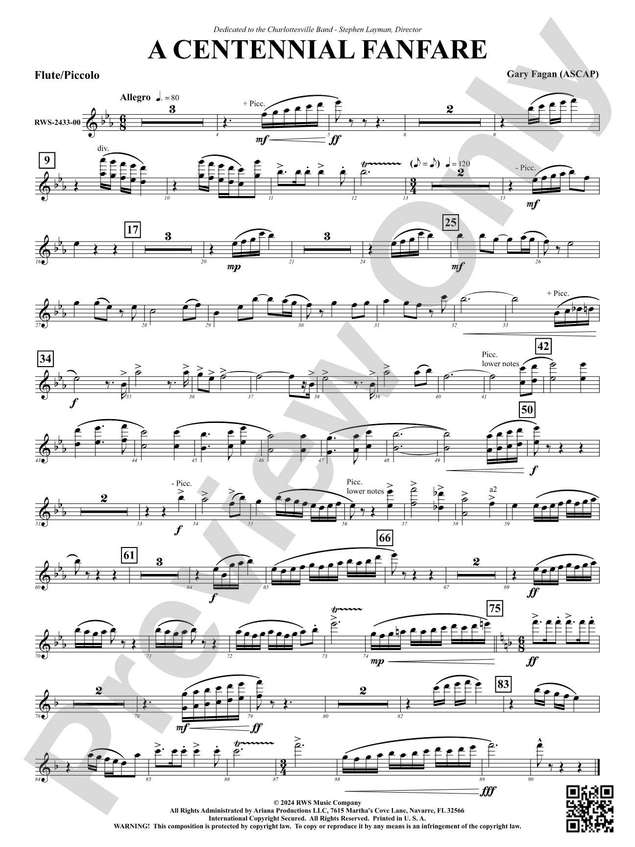 Centennial Fanfare: 1st Flute