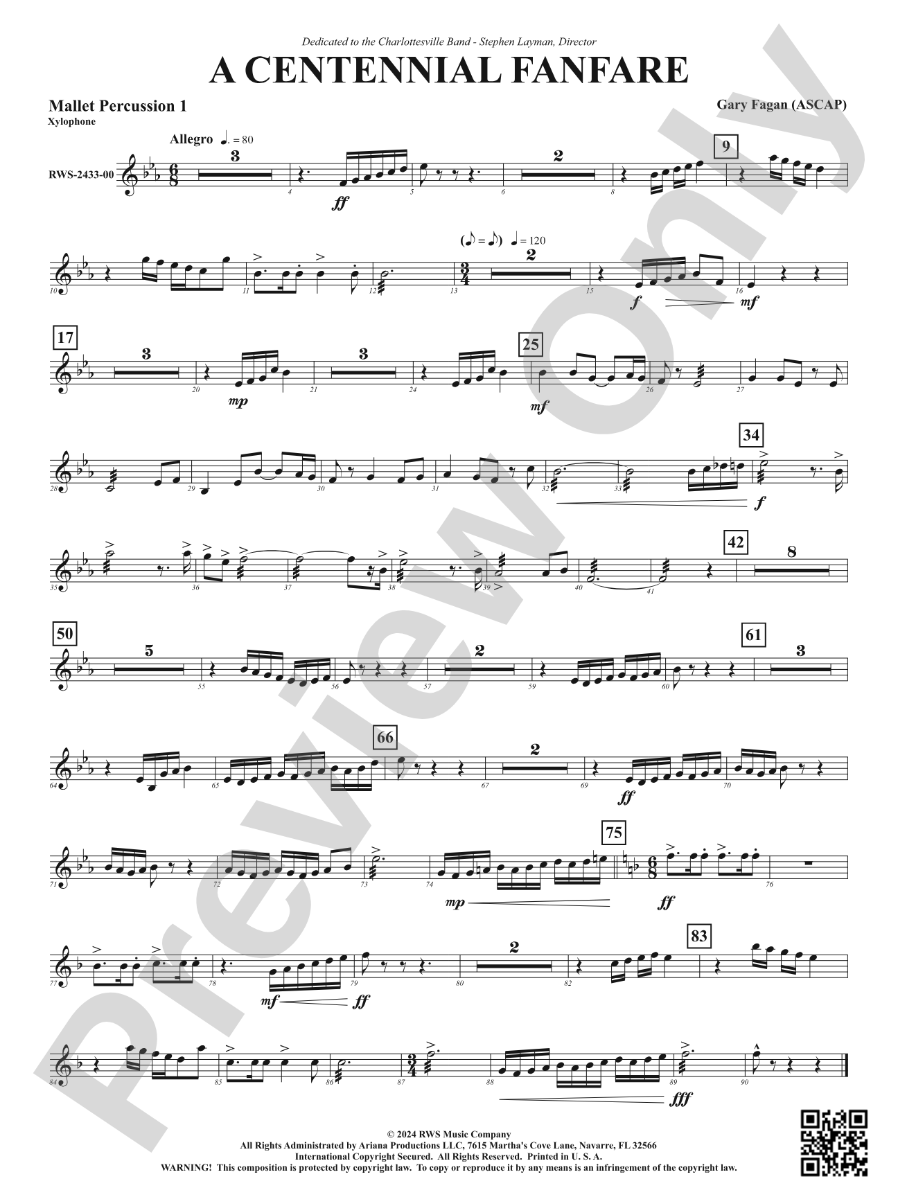 Centennial Fanfare: 1st Mallet Percussion