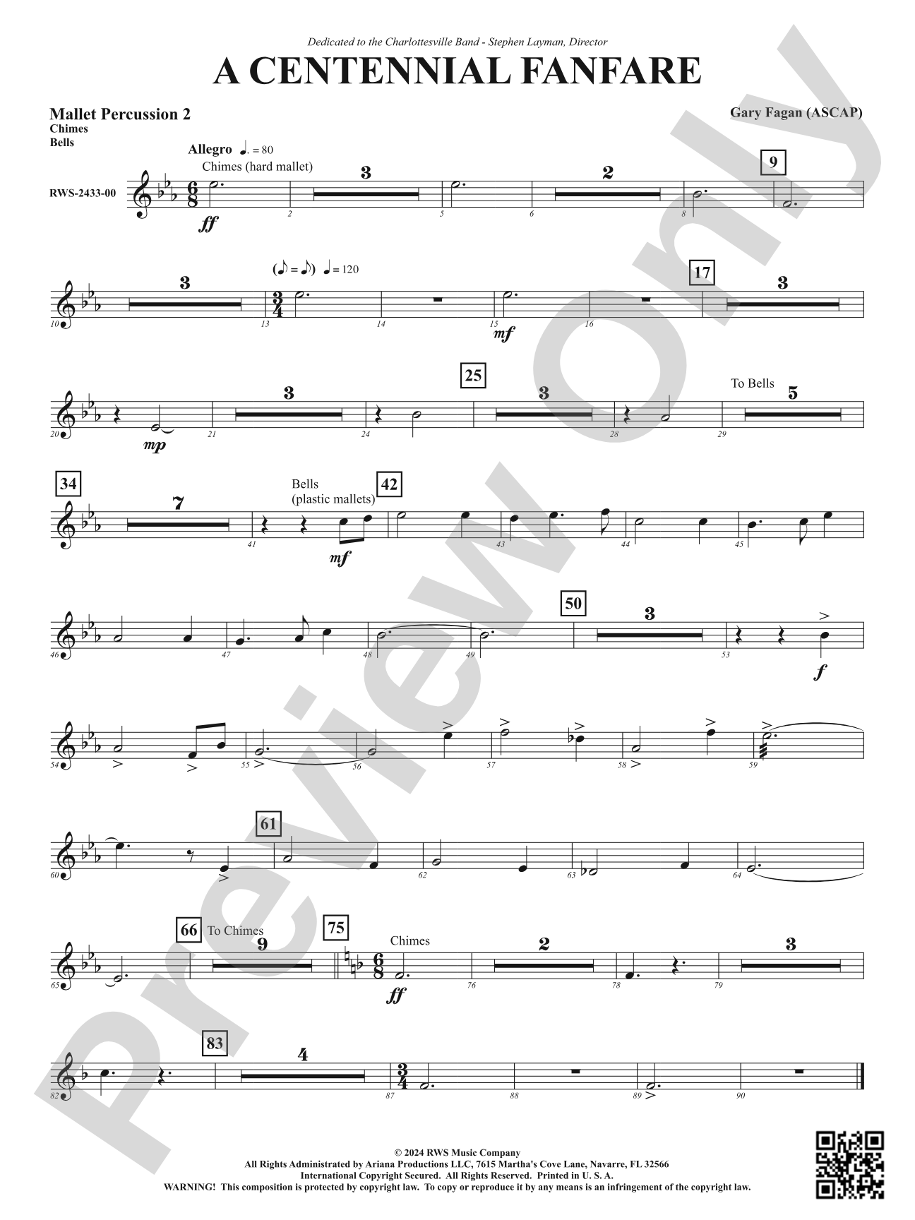 Centennial Fanfare: 2nd Mallet Percussion