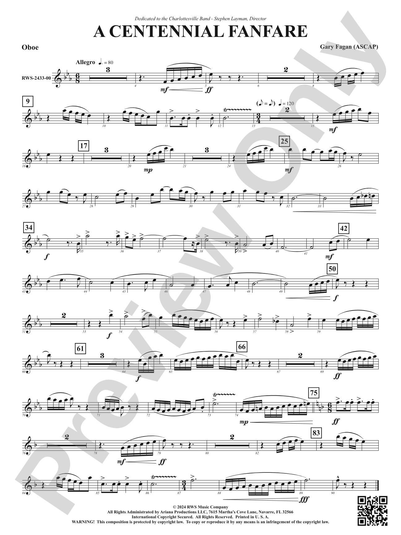 Centennial Fanfare: Oboe