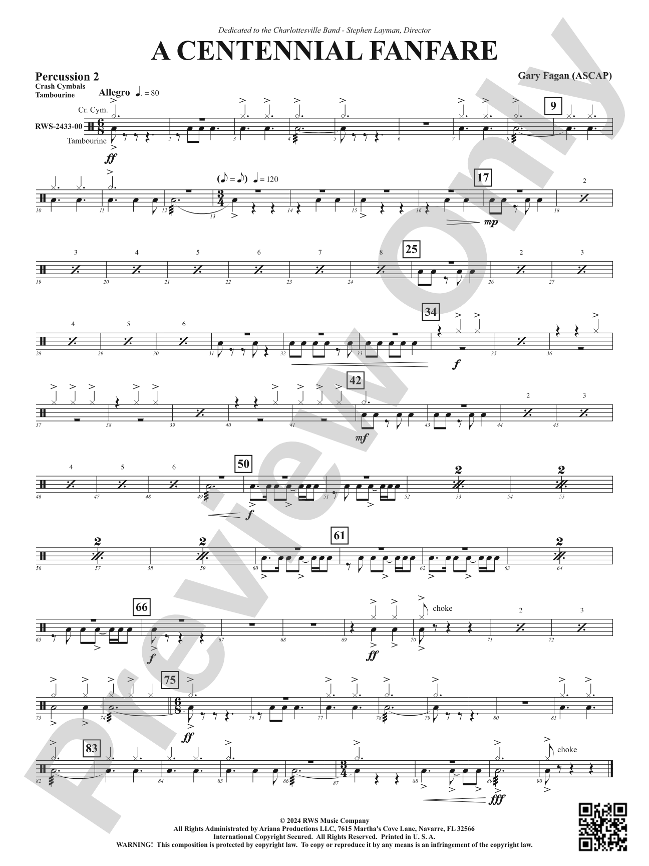 Centennial Fanfare: 2nd Percussion