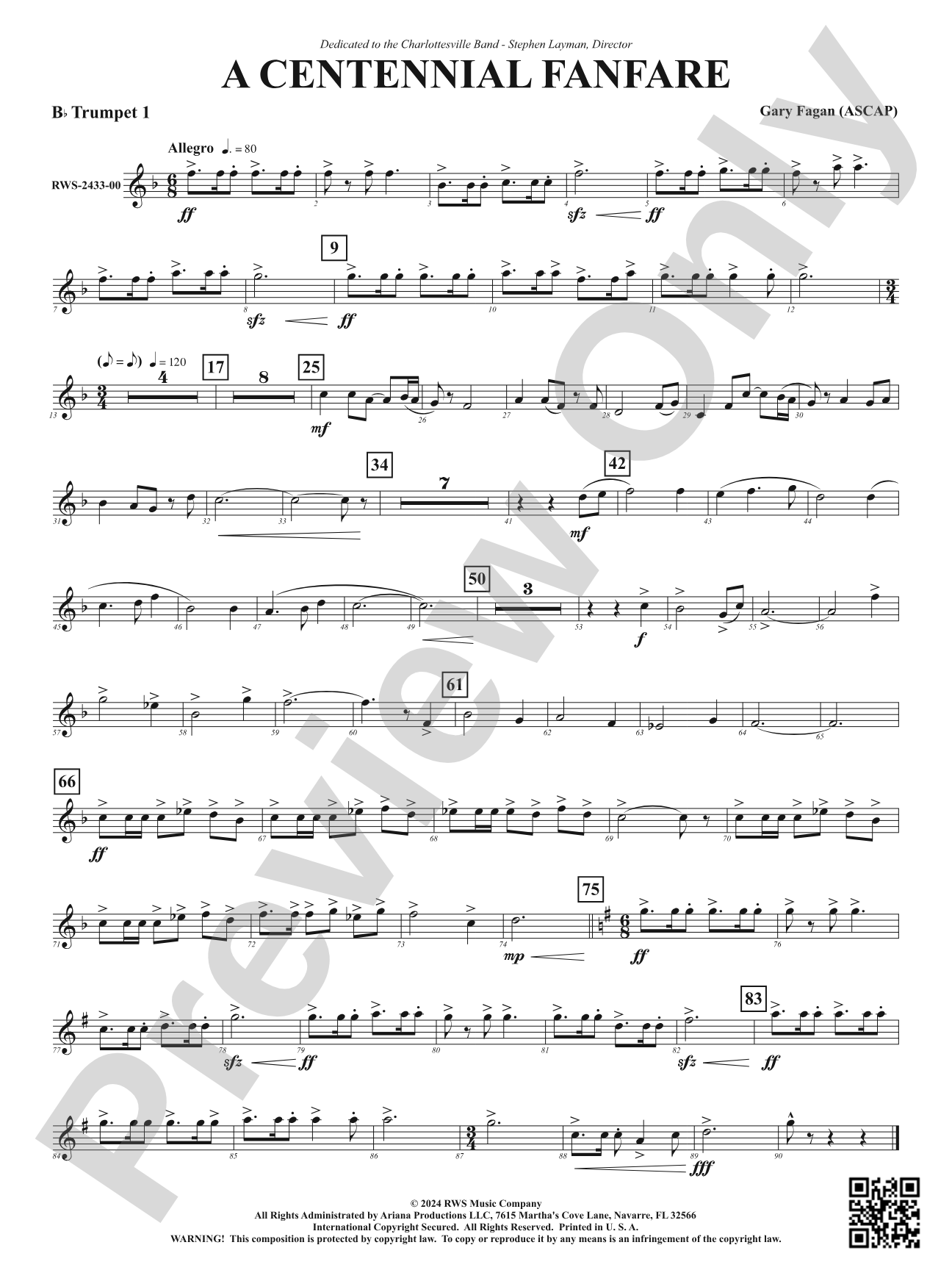 Centennial Fanfare: 1st B-flat Trumpet