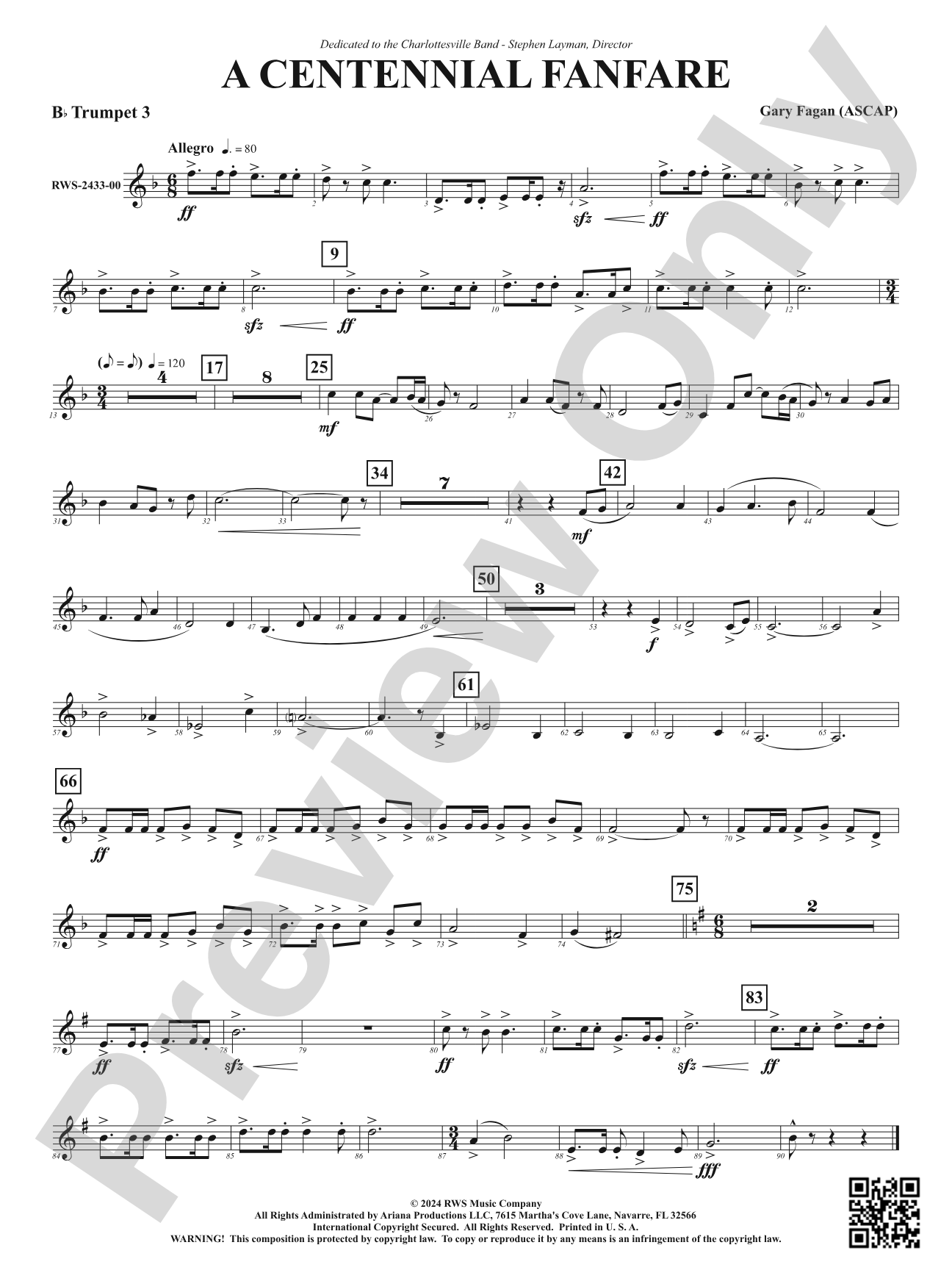 Centennial Fanfare: 3rd B-flat Trumpet