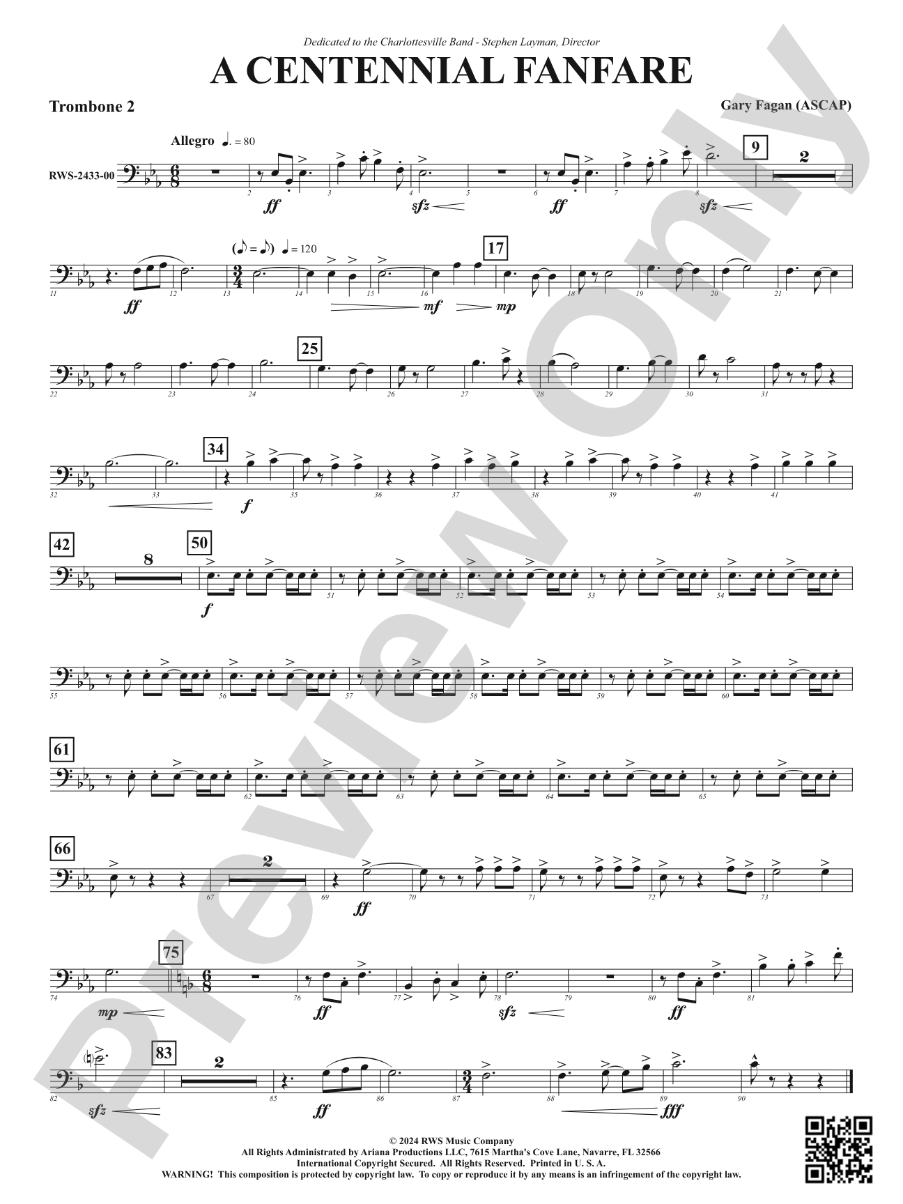 Centennial Fanfare: 2nd Trombone