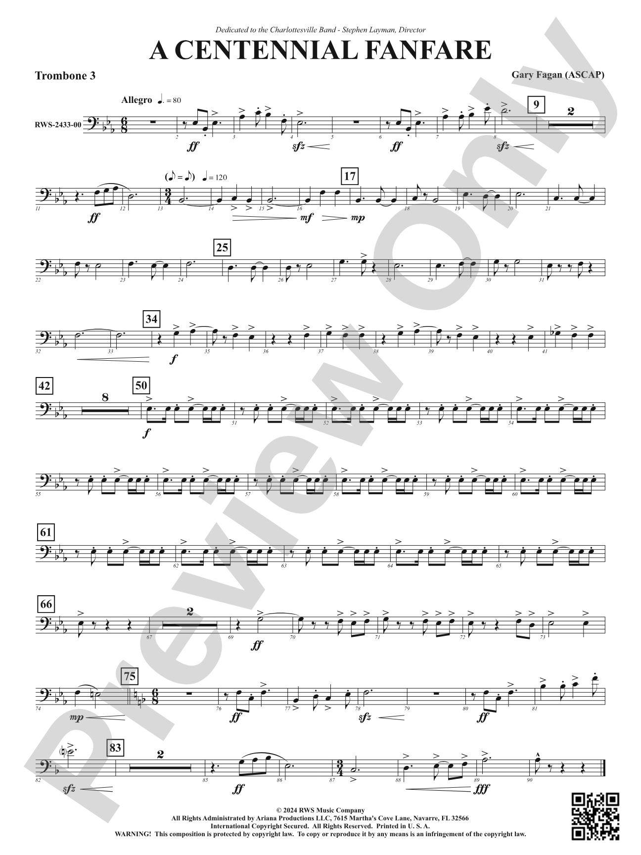 Centennial Fanfare: 3rd Trombone