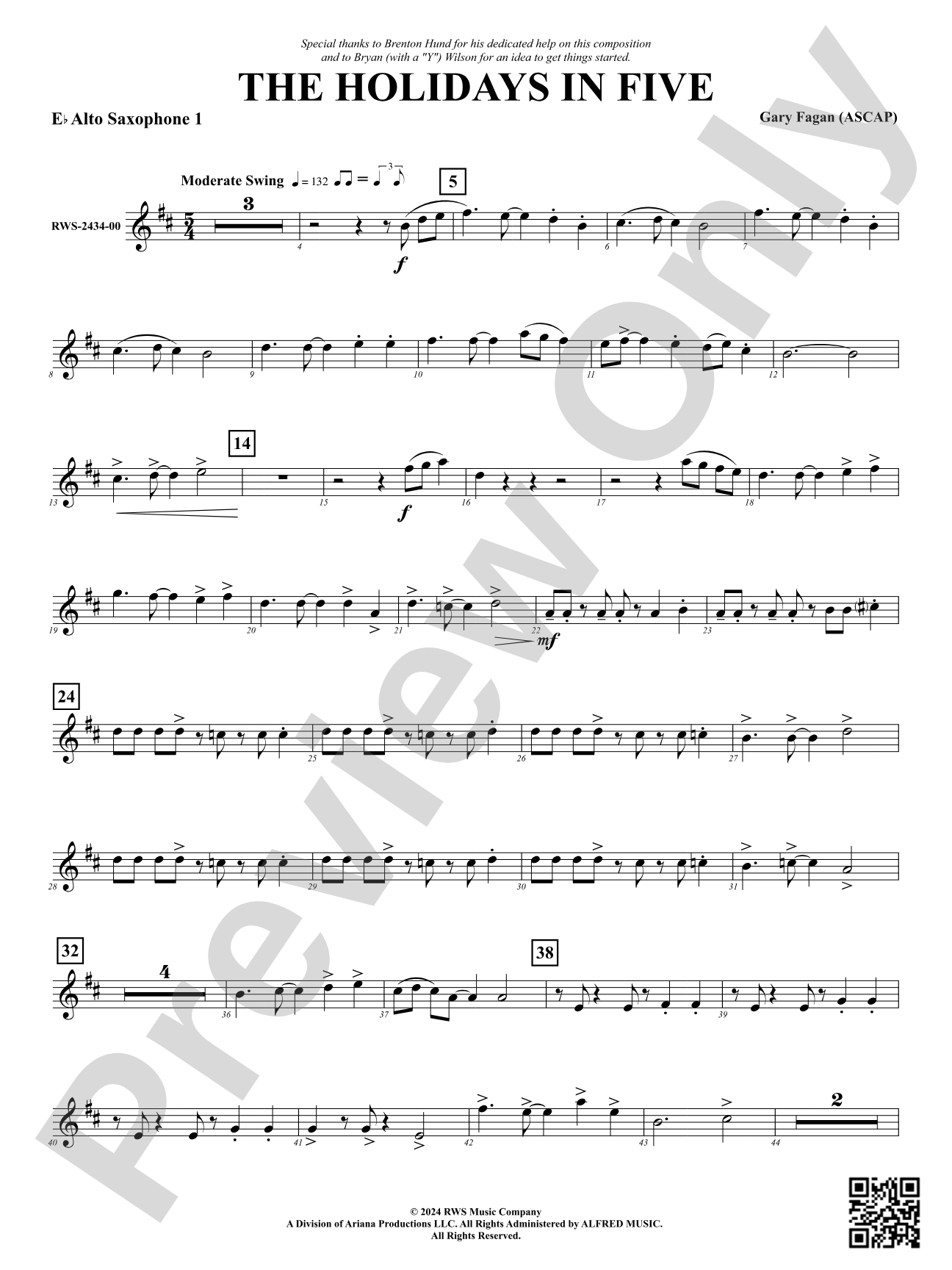 The Holidays in Five: 1st E-flat Alto Saxophone