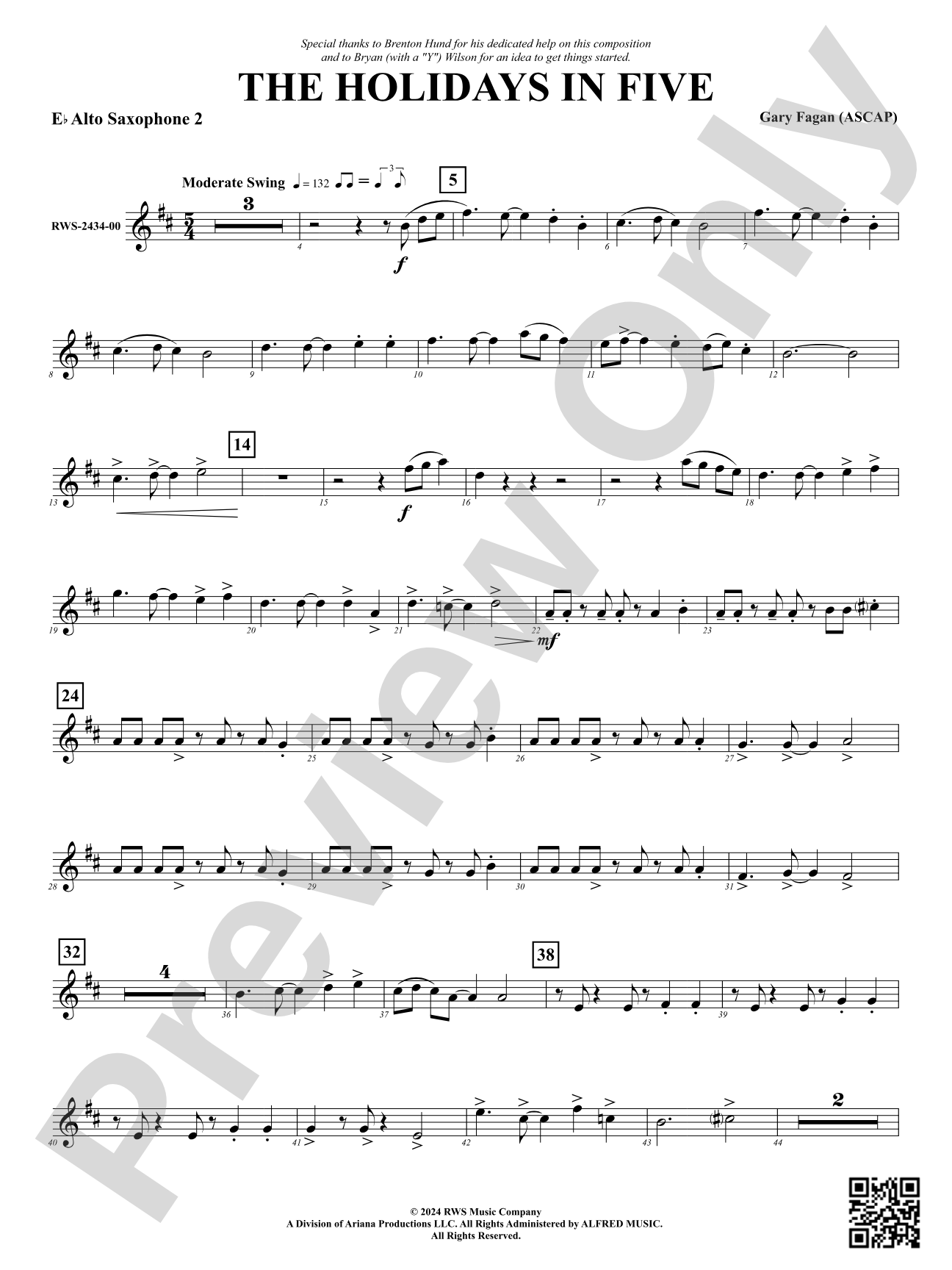The Holidays in Five: 2nd E-flat Alto Saxophone