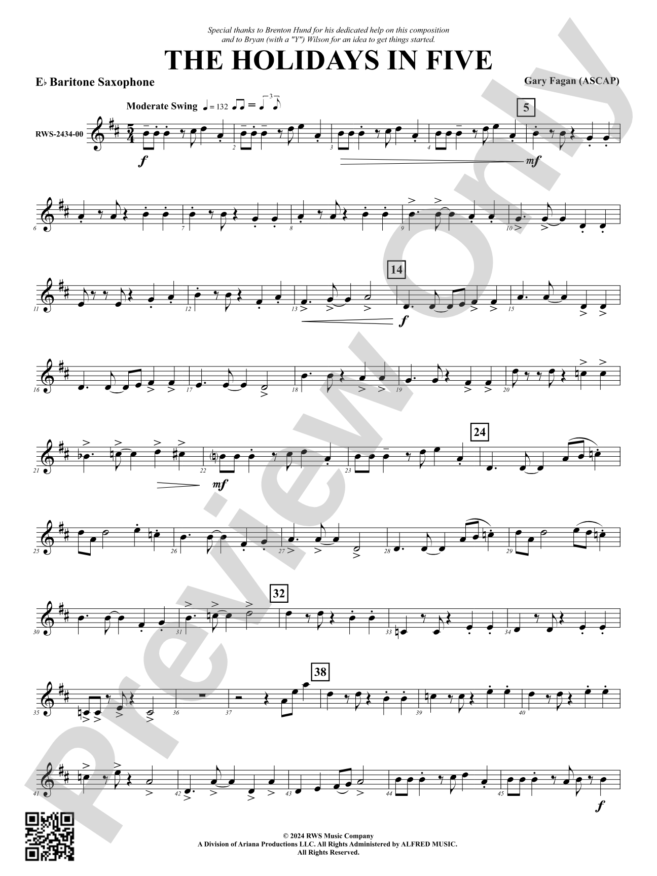 The Holidays in Five: E-flat Baritone Saxophone