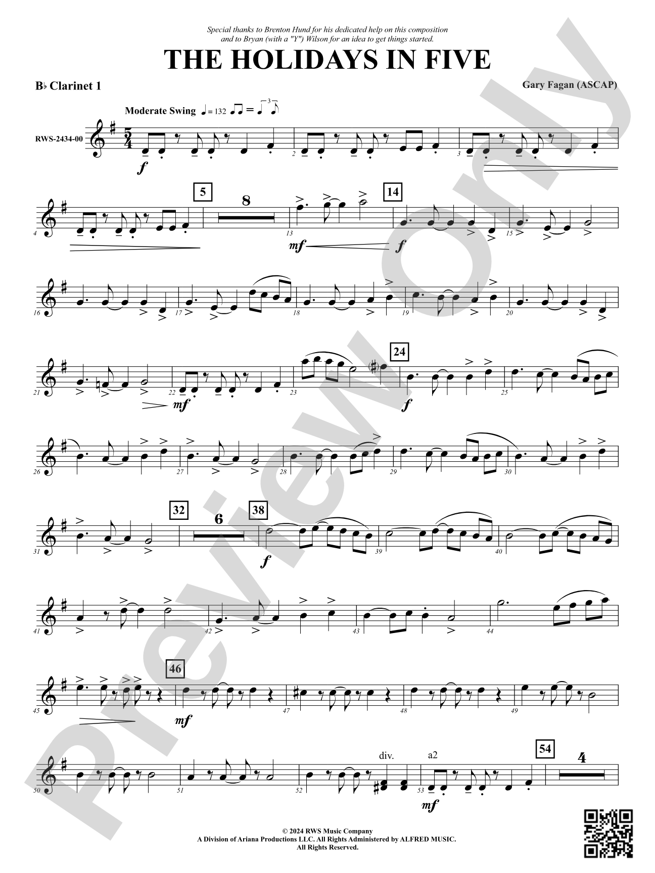 The Holidays in Five: 1st B-flat Clarinet