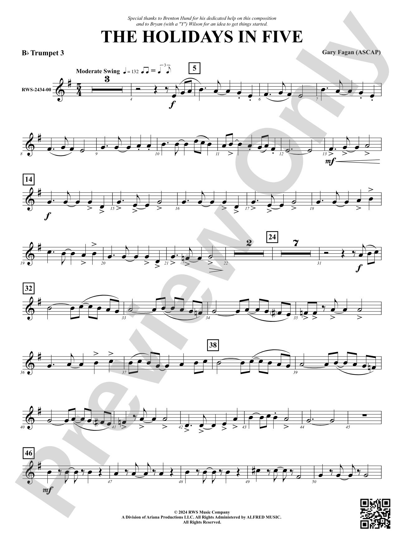 The Holidays in Five: 3rd B-flat Trumpet