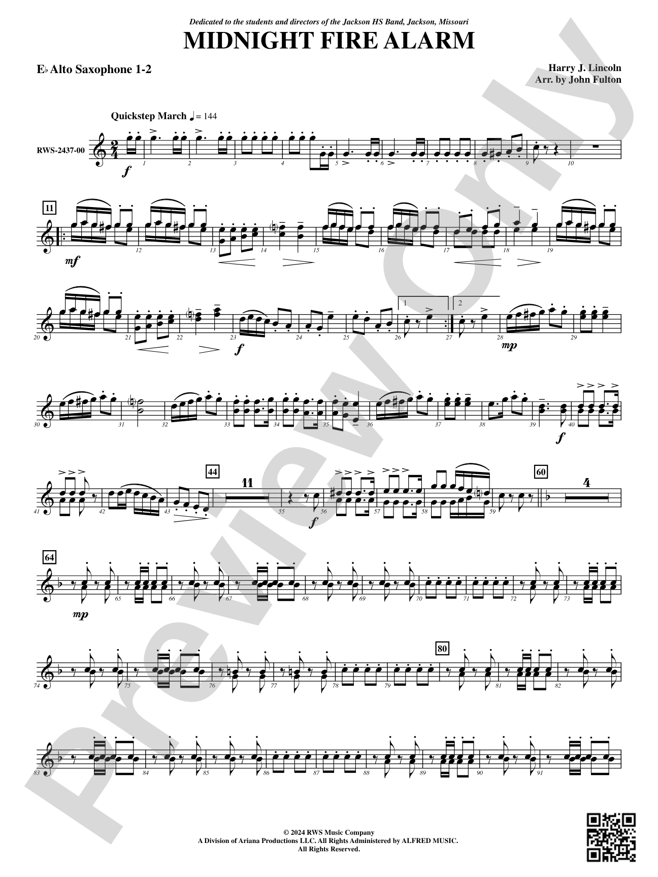 Midnight Fire Alarm: 1st & 2nd E-flat Alto Saxophone