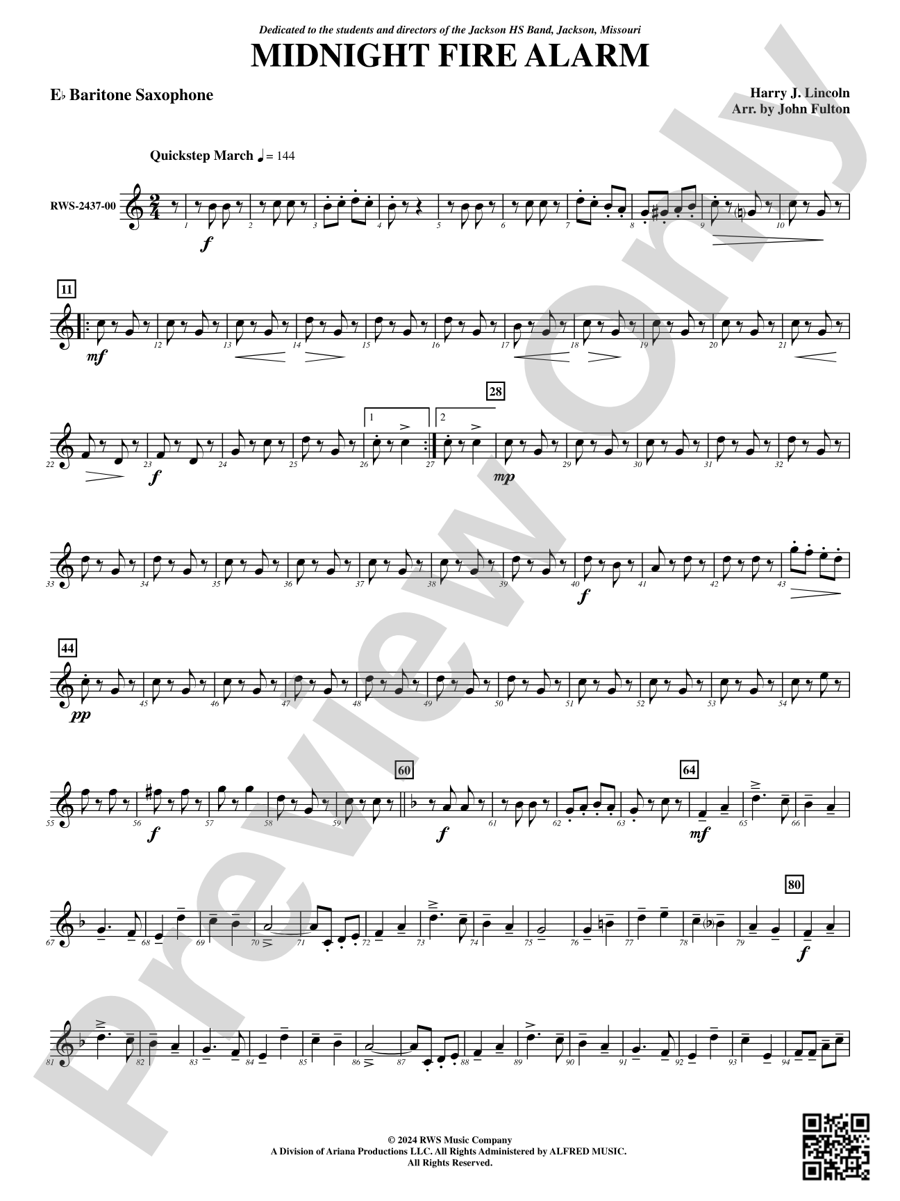 Midnight Fire Alarm: E-flat Baritone Saxophone