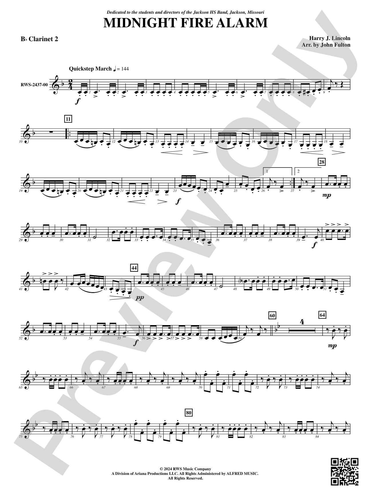 Midnight Fire Alarm: 2nd B-flat Clarinet