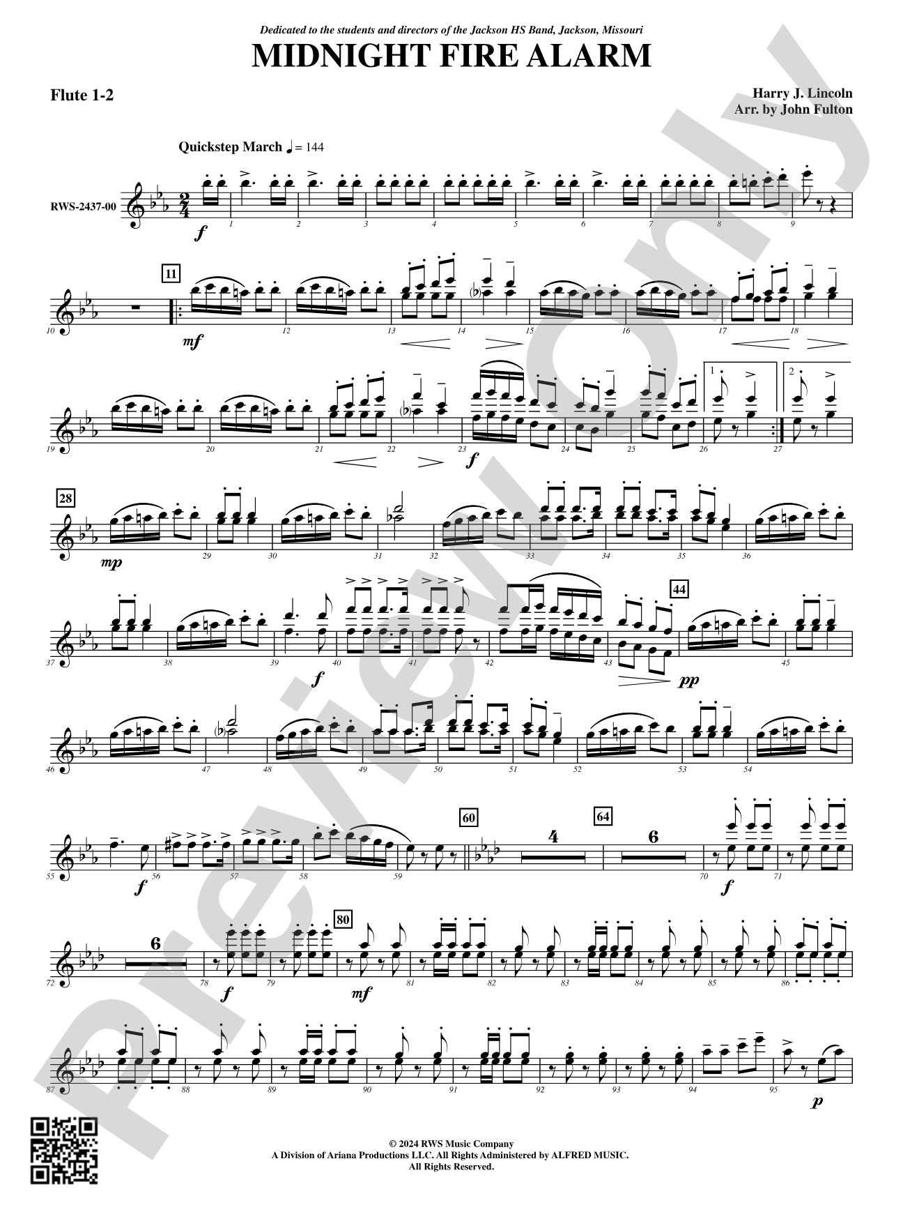 Midnight Fire Alarm: 1st & 2nd Flute