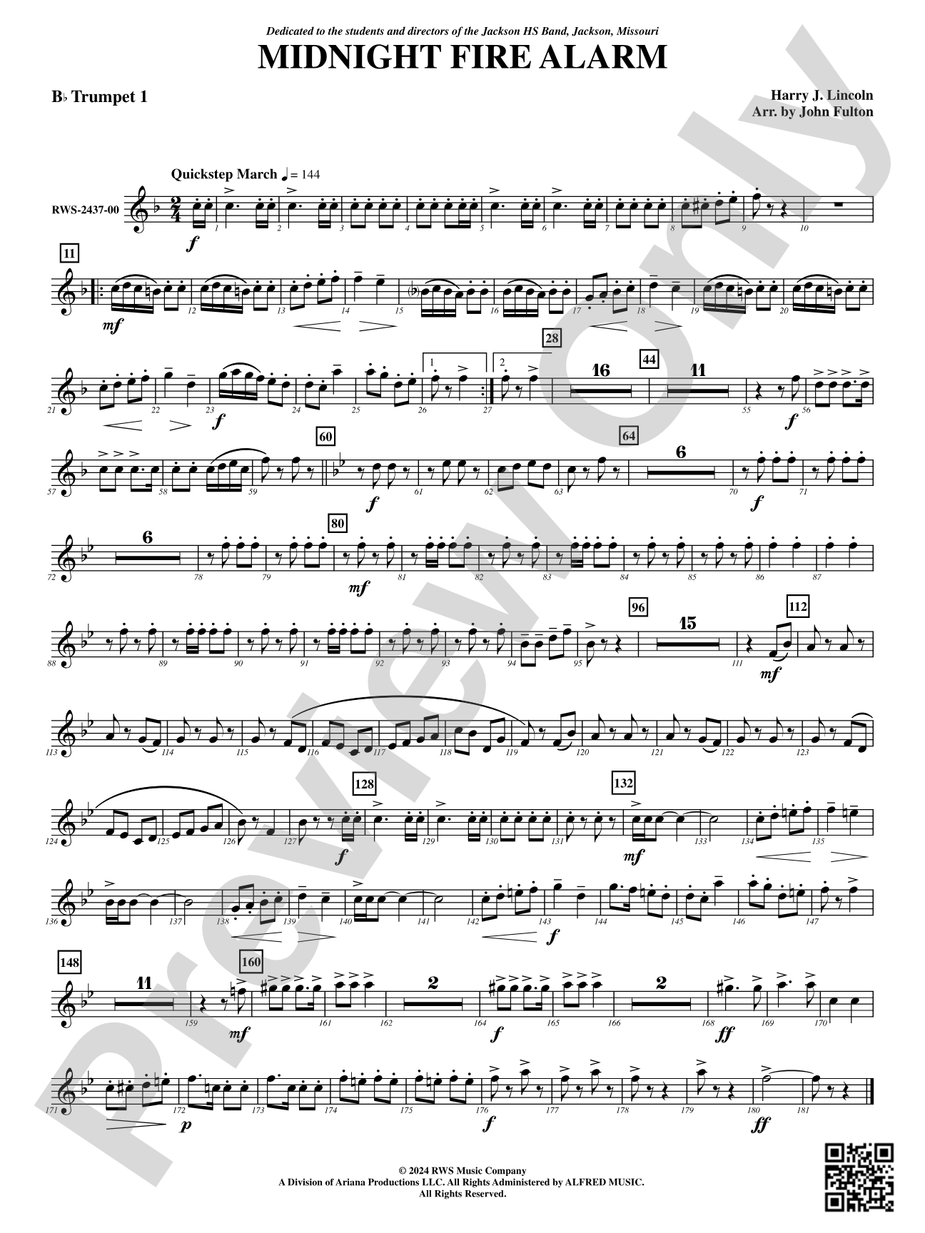 Midnight Fire Alarm: 1st B-flat Trumpet