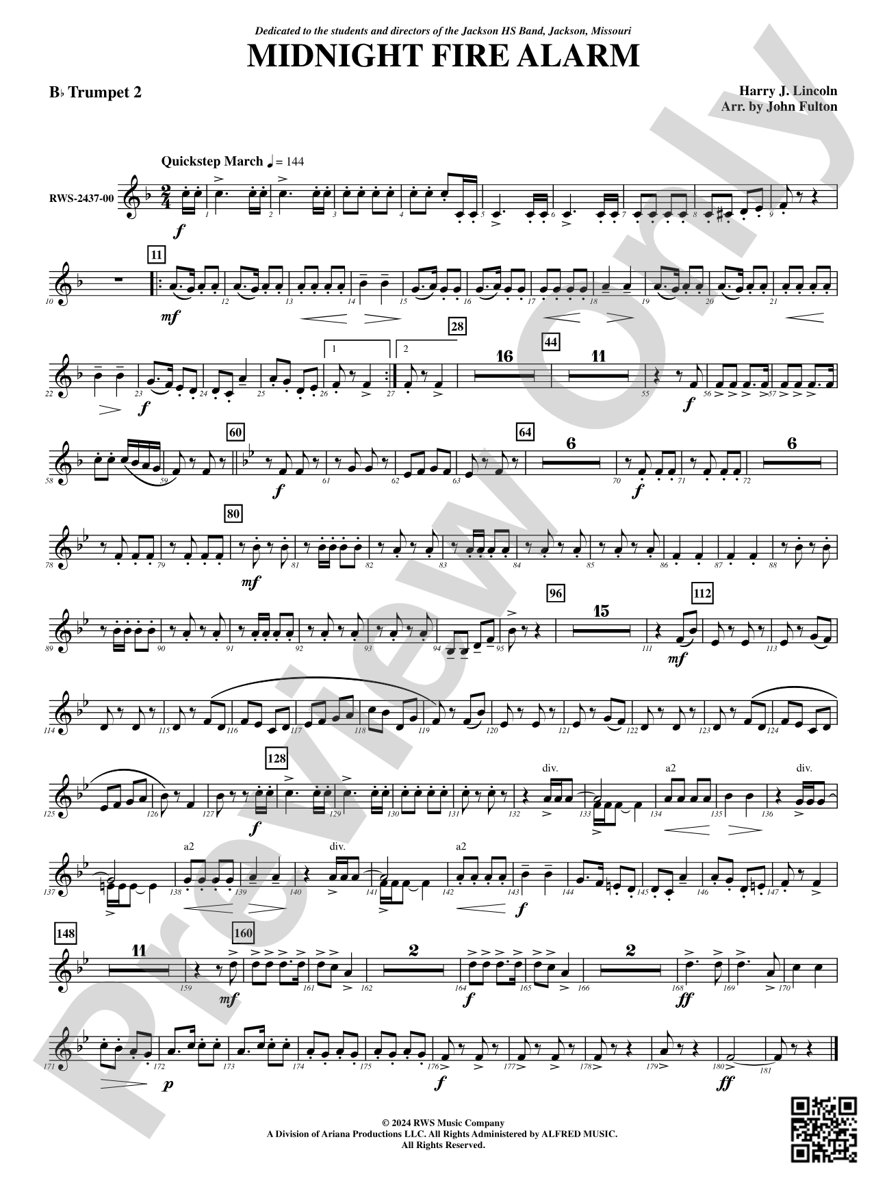 Midnight Fire Alarm: 2nd B-flat Trumpet