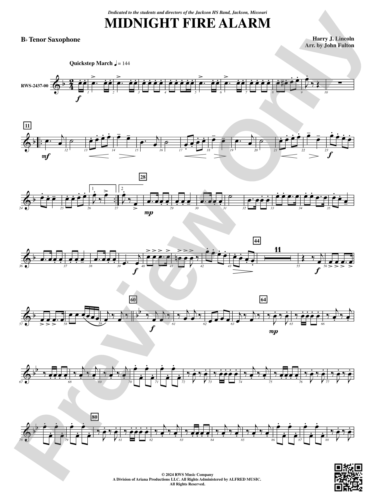 Midnight Fire Alarm: B-flat Tenor Saxophone