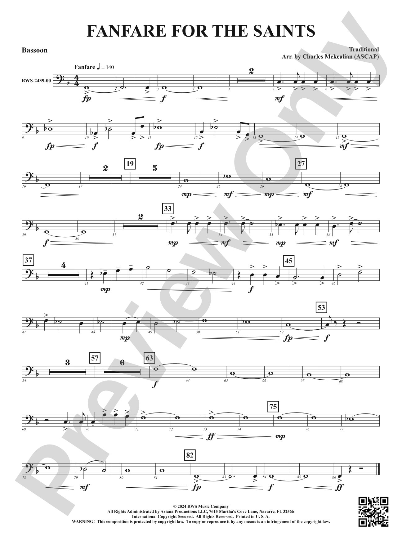 Fanfare For The Saints: Bassoon