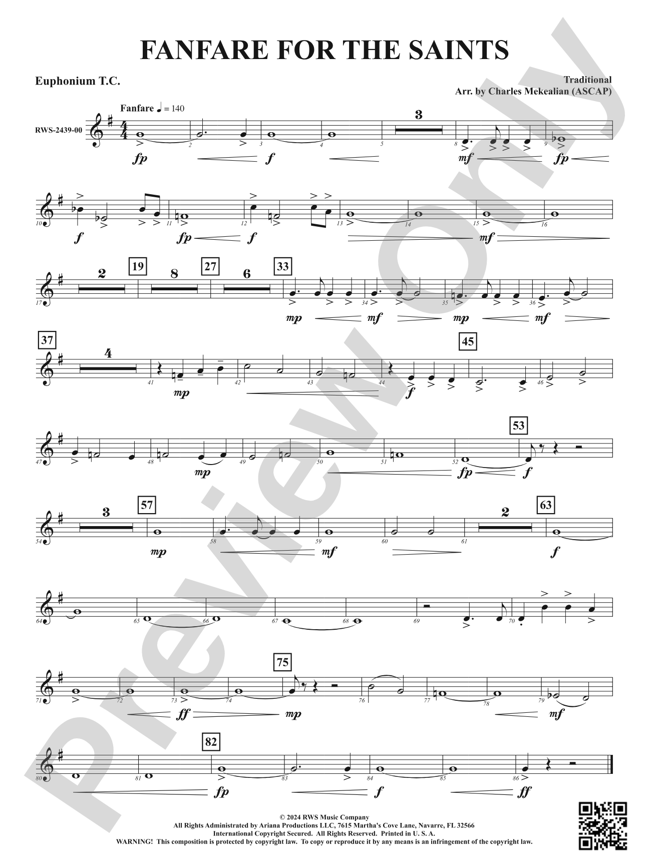 Fanfare For The Saints: Baritone T.C.