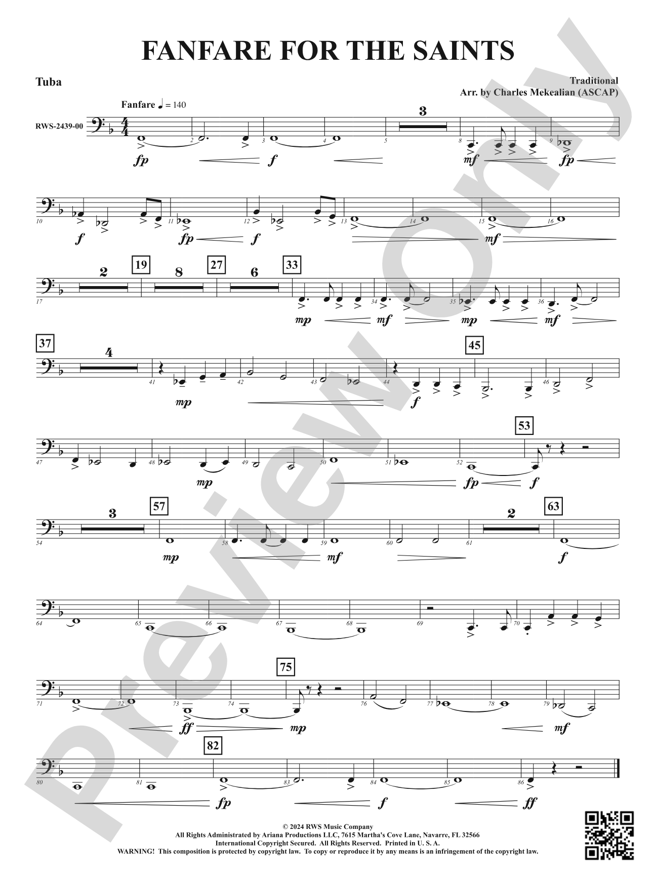 Fanfare For The Saints: Tuba