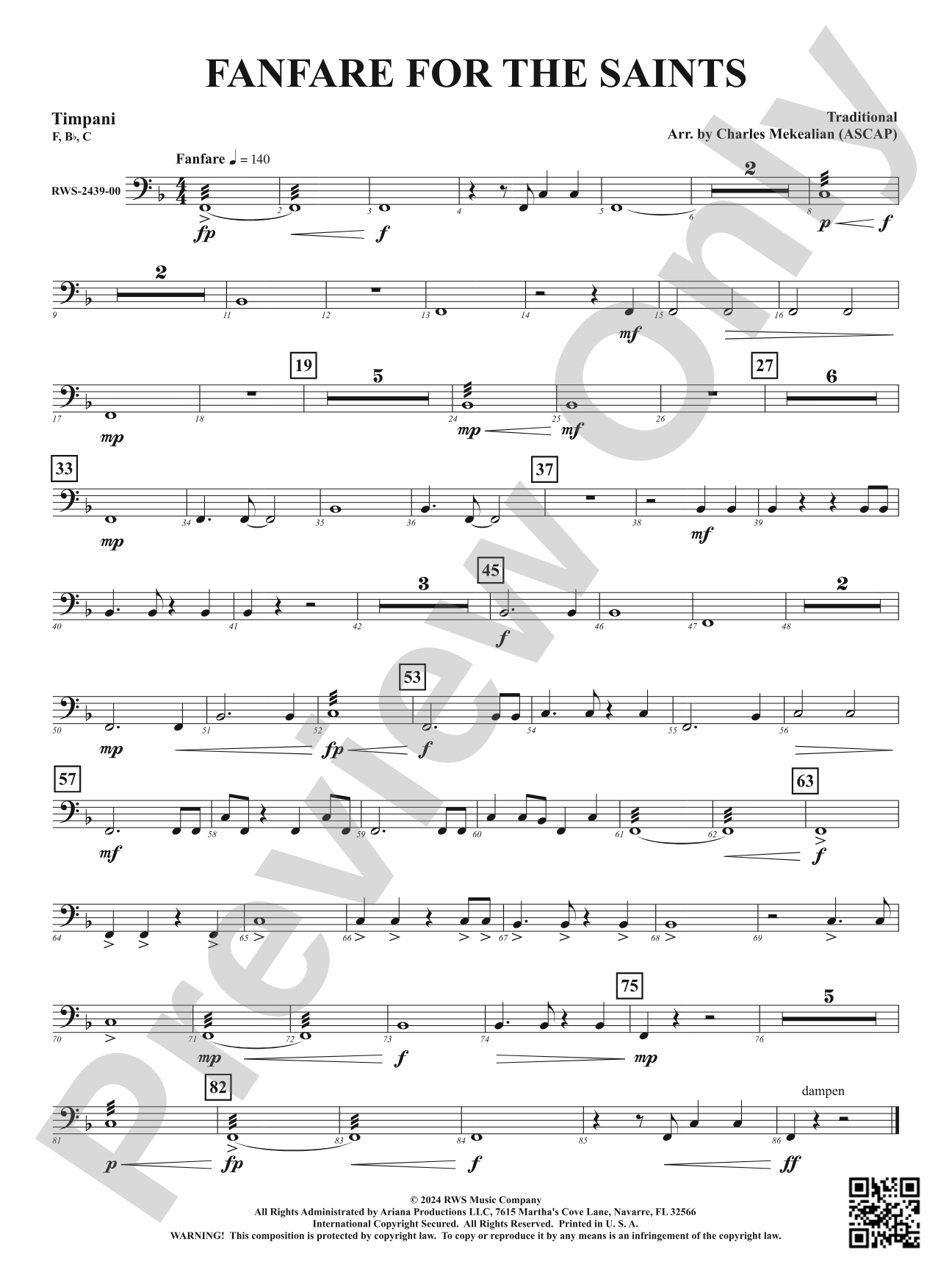 Fanfare For The Saints: Timpani