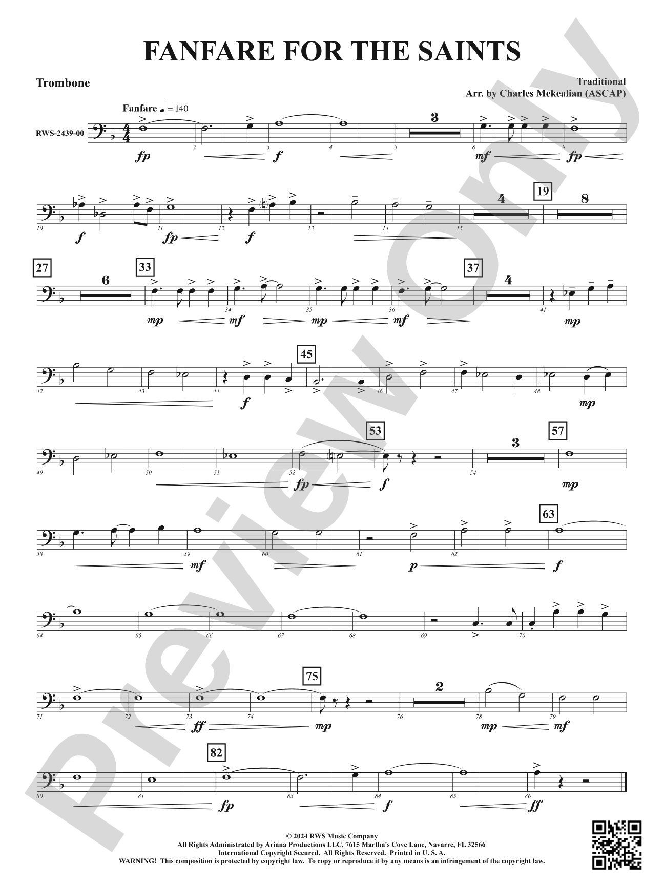 Fanfare For The Saints: 1st Trombone